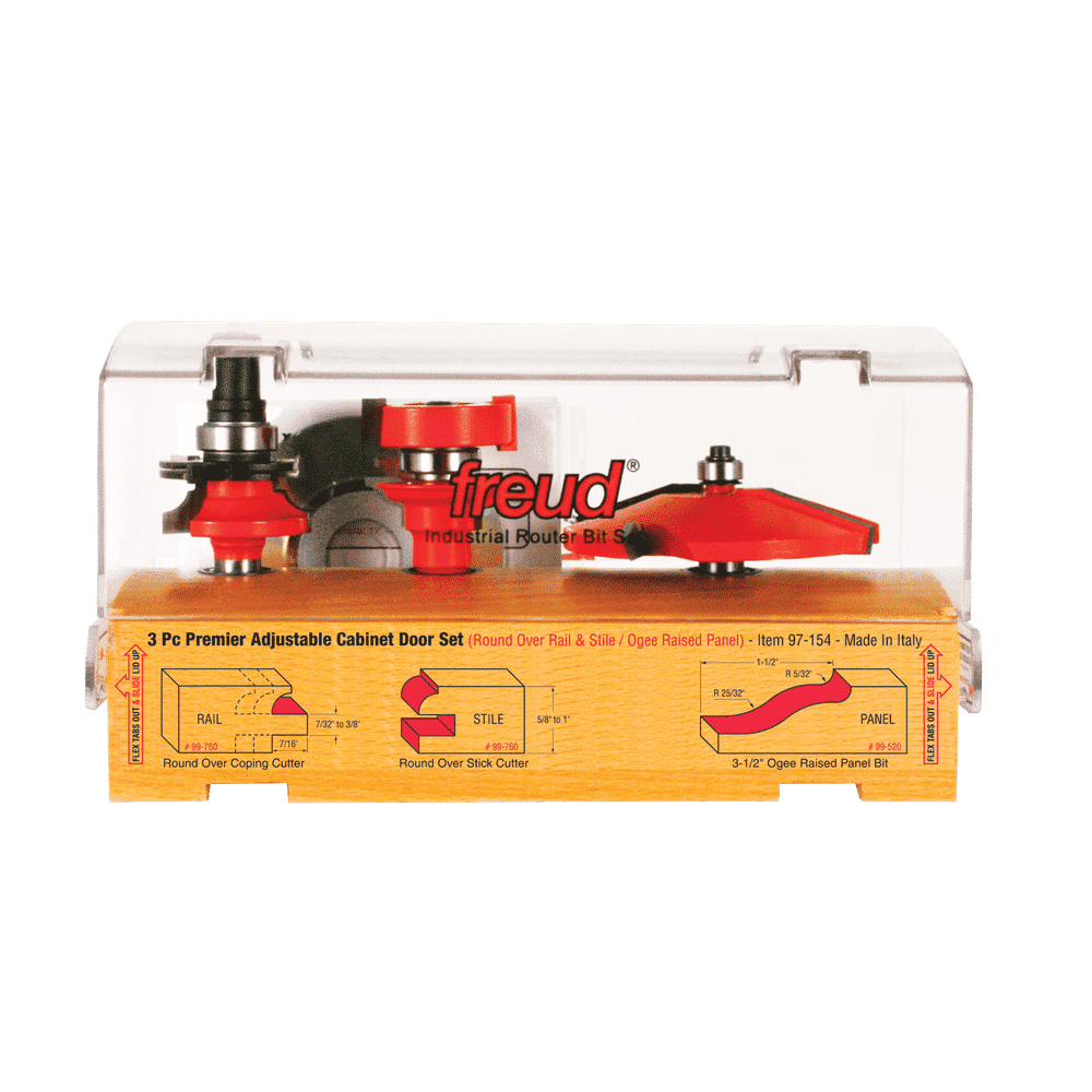 Freud 97-154 3 Piece Premier Adjustable Cabinet Bit Set Hot on Sale