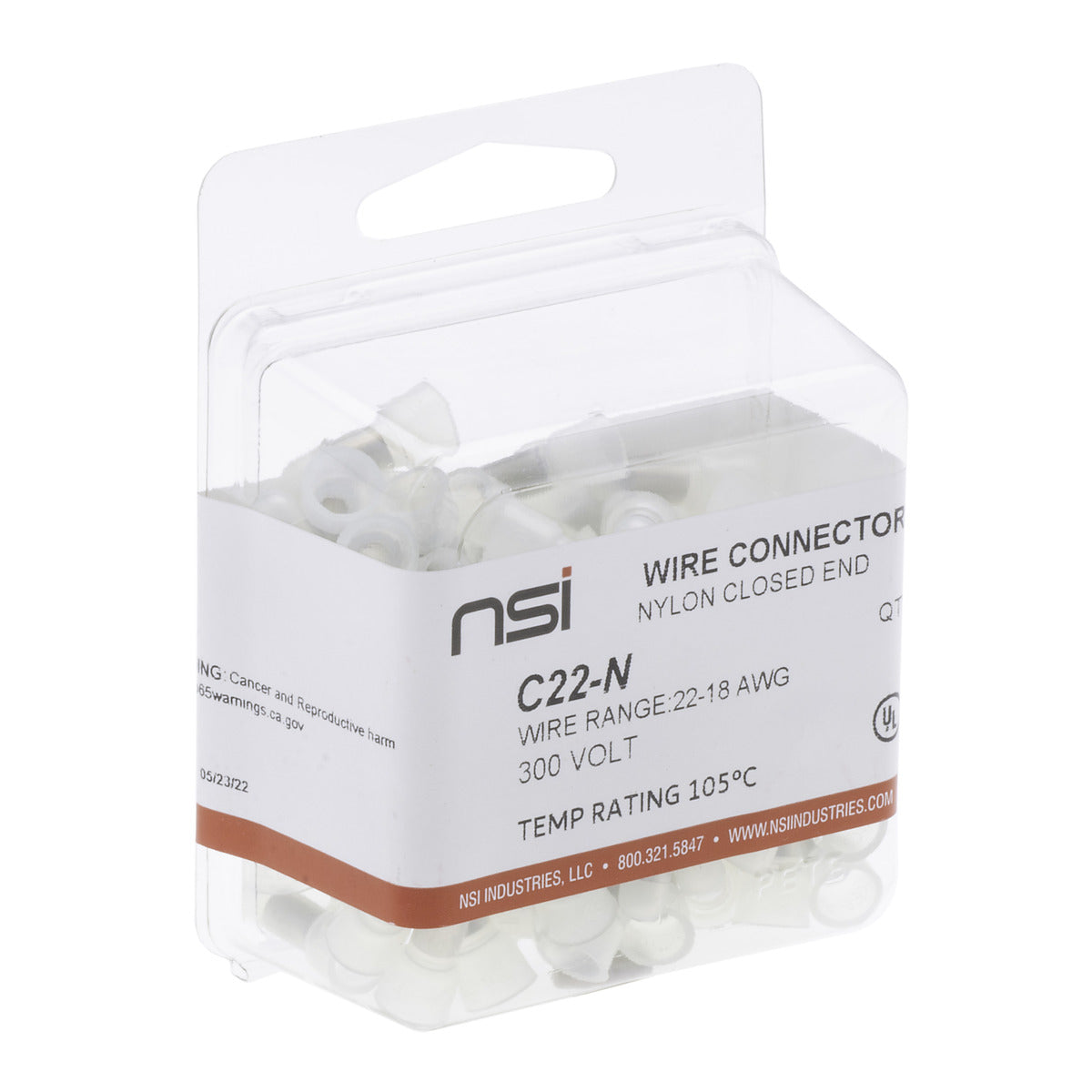 NSI C22-N Nylon Closed-End Wire Connector with Crimp Sleeve, 100 Pack Online Hot Sale
