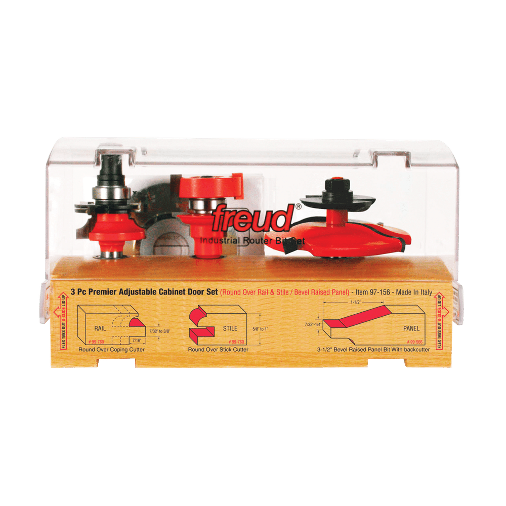 Freud 97-156 3 Piece Premier Adjustable Cabinet Bit Set on Sale