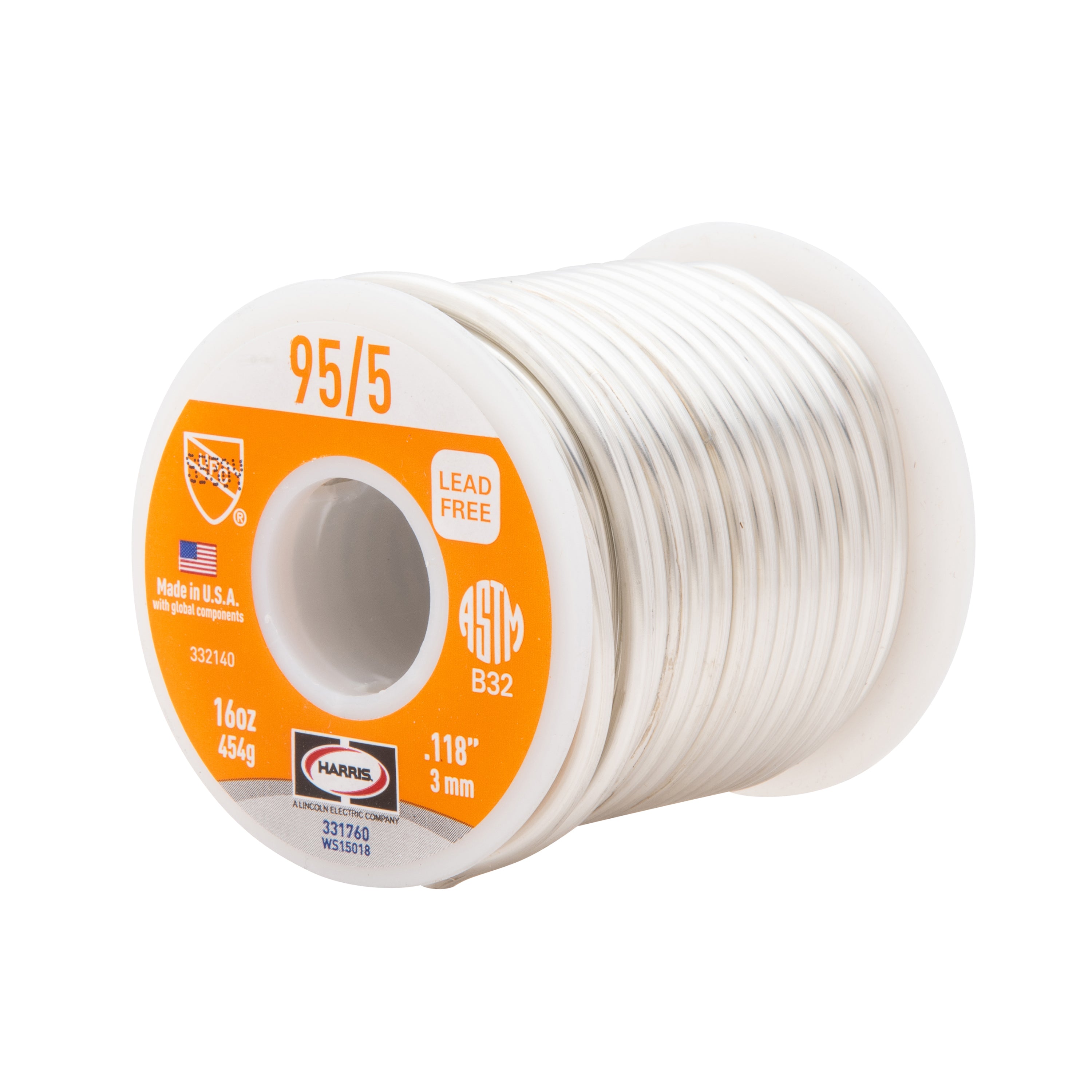 Harris 331760 95/5 Lead-Free Solid Wire Solder, 1 lb Spool Sale