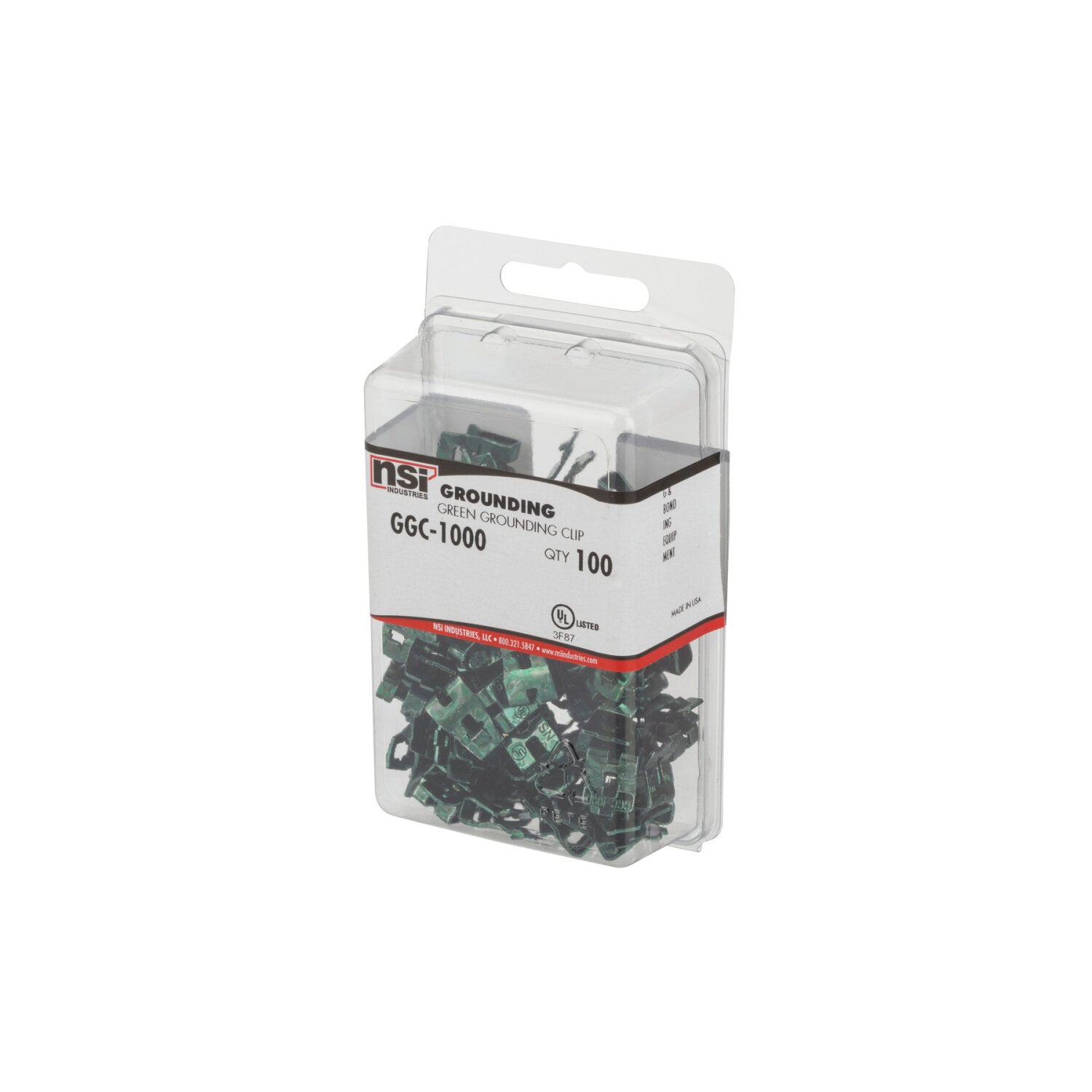 NSI GGC-1000 Green Grounding Clips, Pack of 100 Supply