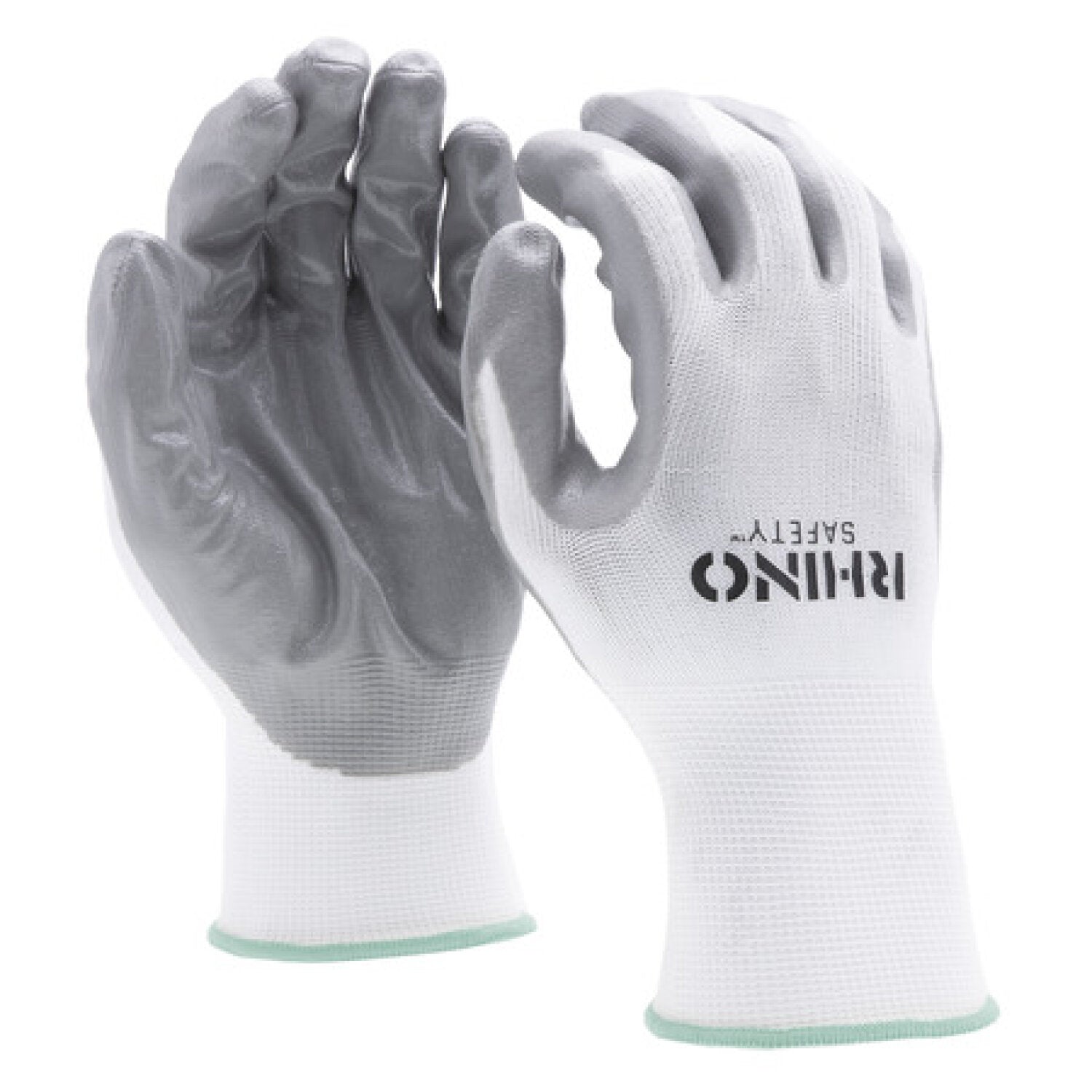 NSI GLV-100M White Nylon Safety Gloves, Palm-Dipped Nitrile Coating, Medium Hot on Sale