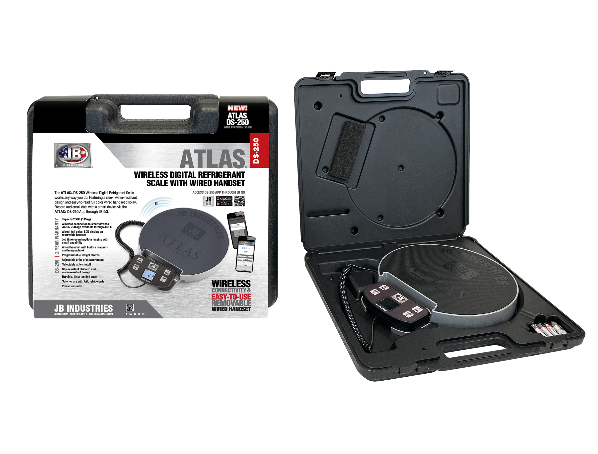 JB Industries DS-250 ATLAS Wireless Digital Refrigerant Scale with Wired Handset on Sale