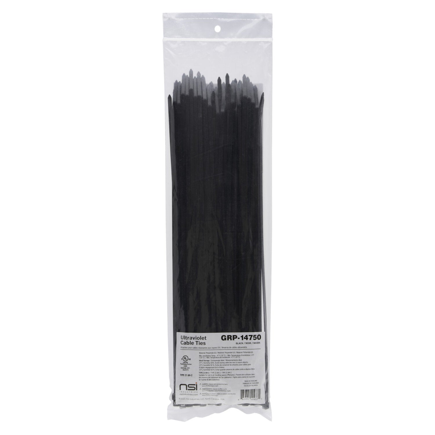 NSI GRP-14750 14”, Black General Purpose 75lb Cable Ties, 100 Pack Online