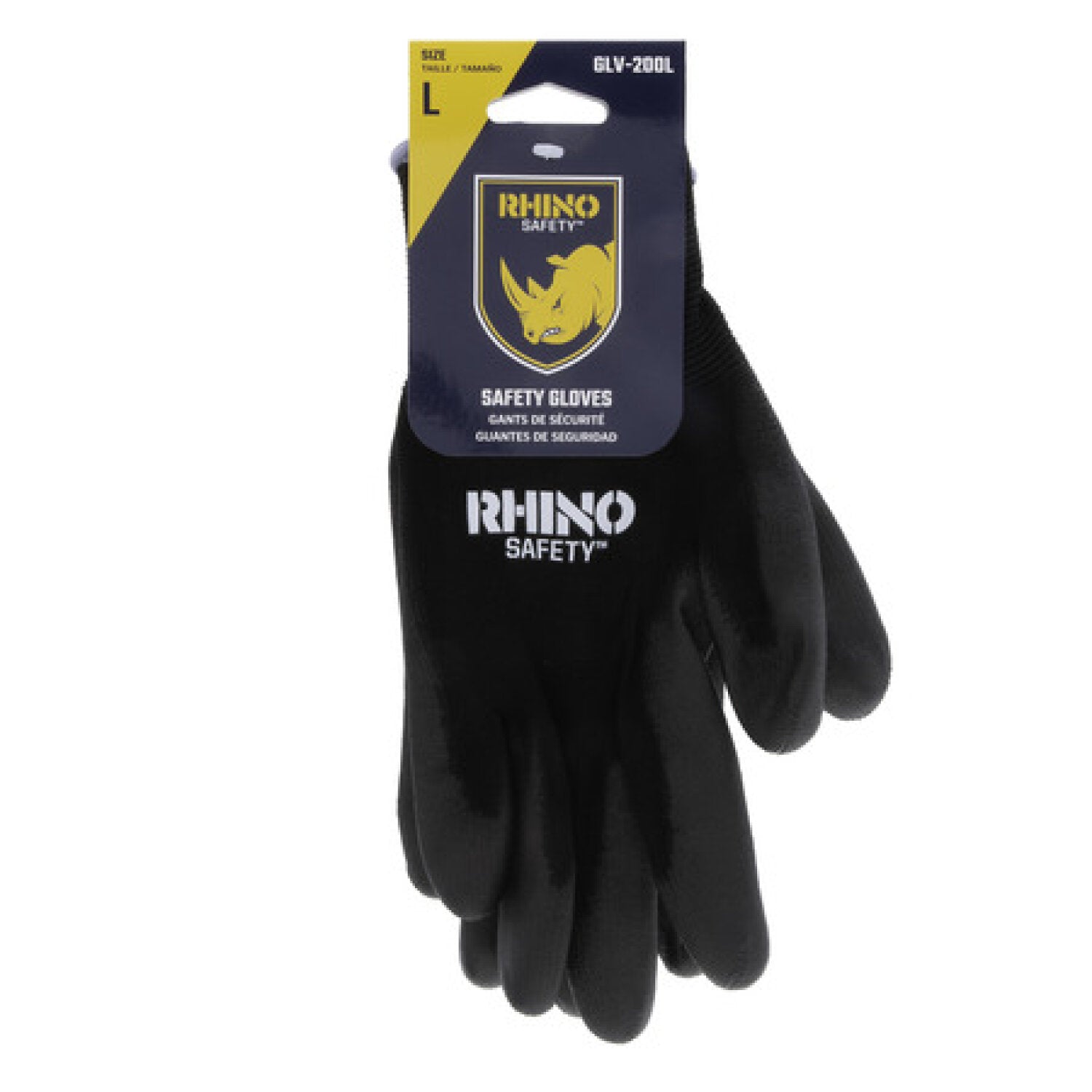 NSI GLV-200L Black Nylon Safety Gloves, Polyurethane Palm Coating, Large Fashion