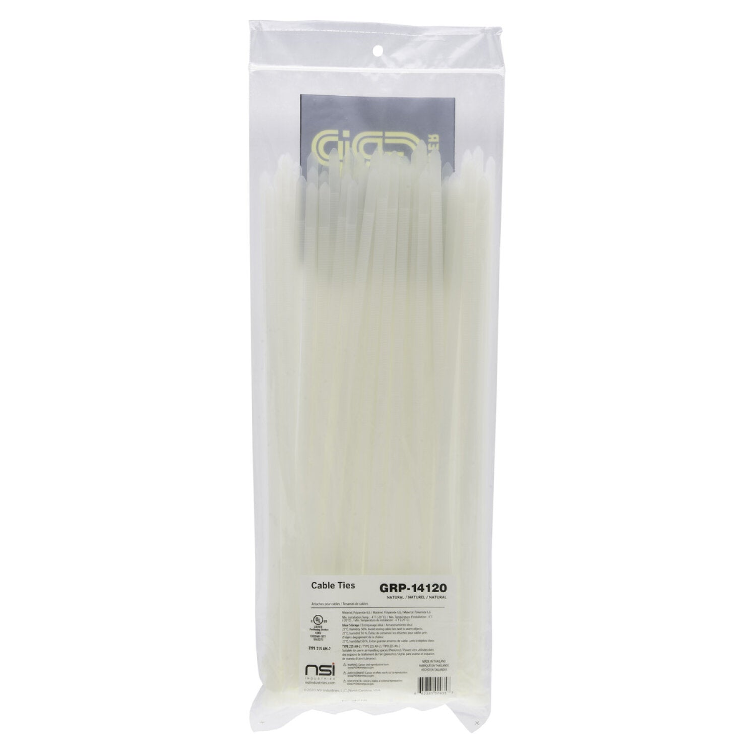 NSI GRP-14120 14 Inch, Natural Heavy-Duty 120lb Cable Ties, 100 Pack Sale