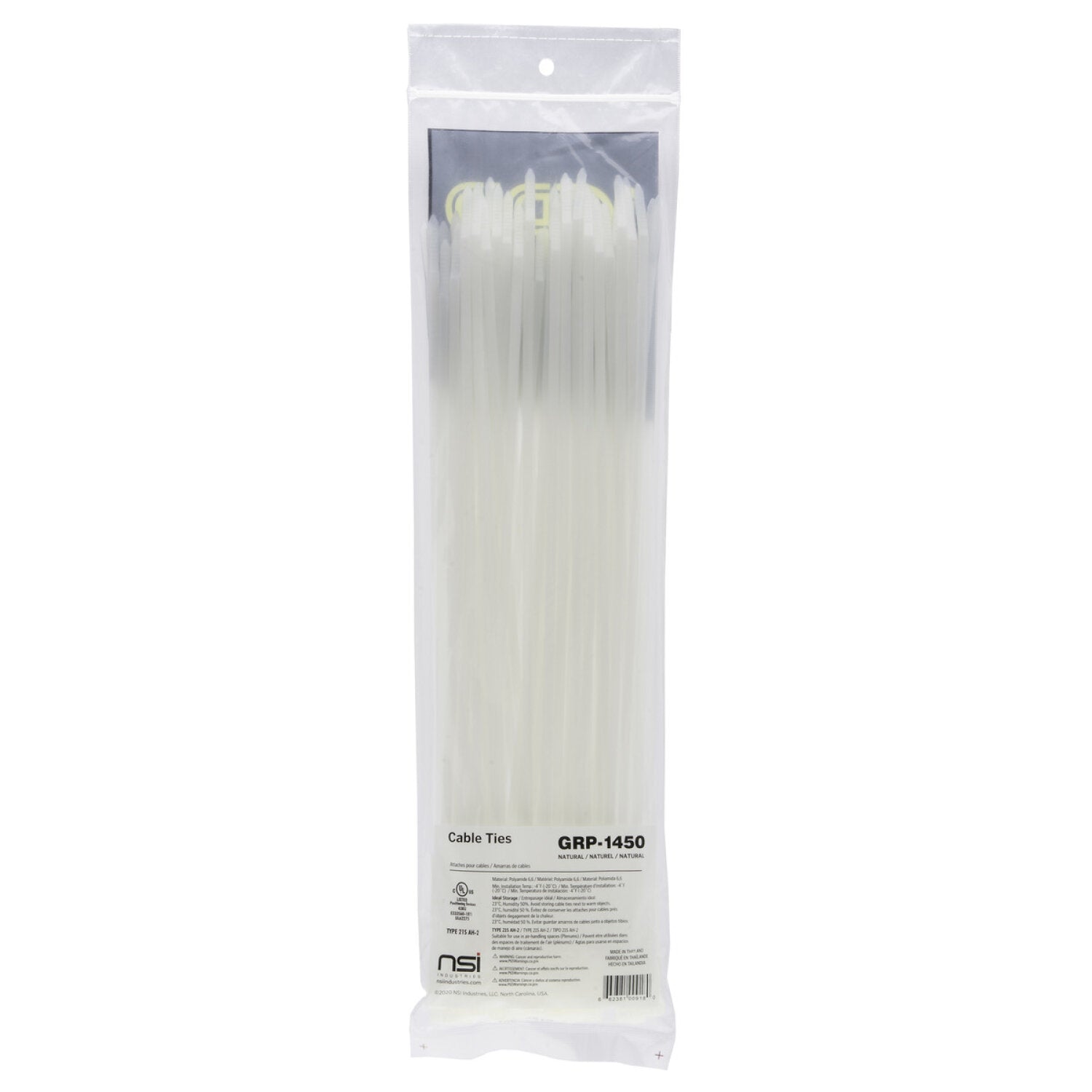 NSI GRP-1450 14”, Natural General Purpose 50lb Cable Ties, 100 Pack on Sale