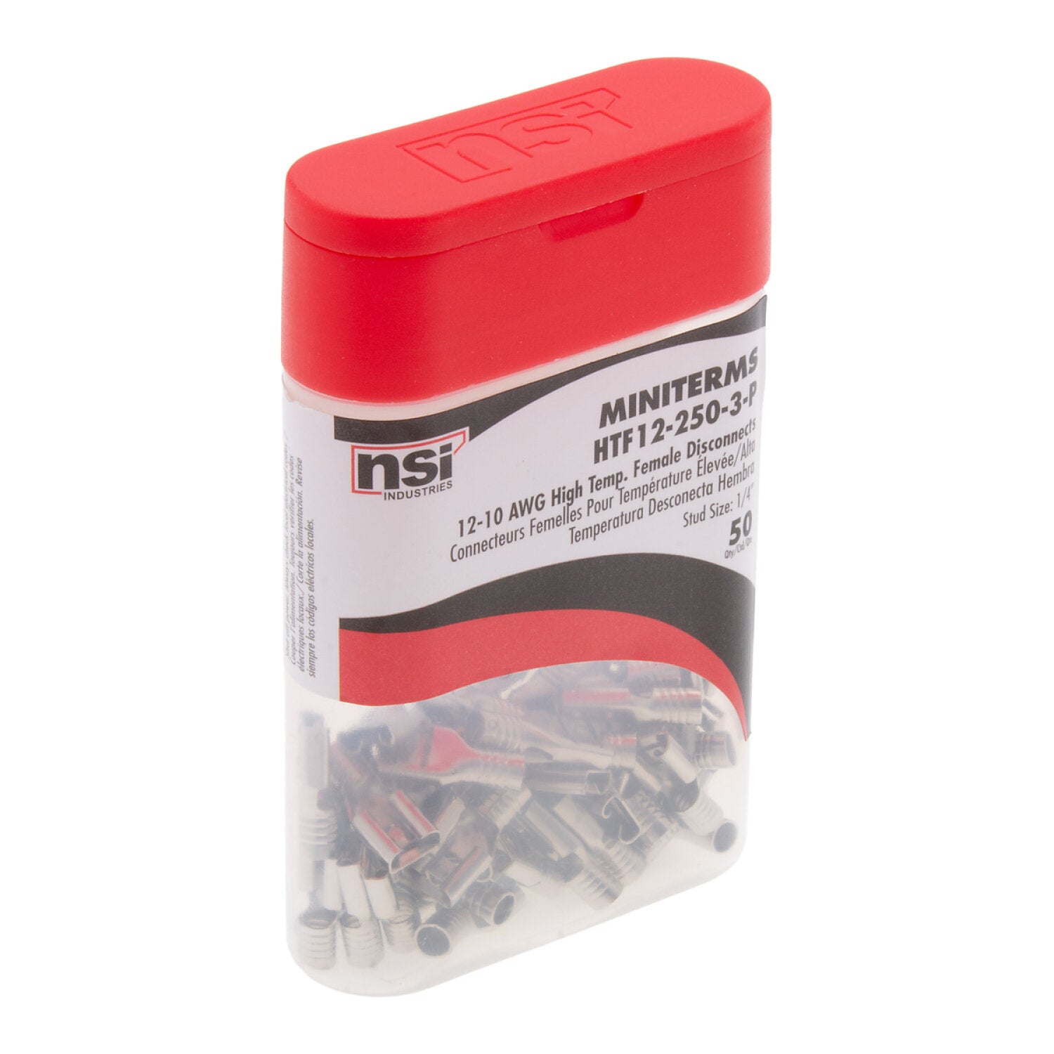 NSI HTF12-250-3-P Wire Terminal High Temp Female Disconnect 12-10 Awg .250 X .032 Pro Pack Bottle 50 Pcs Supply
