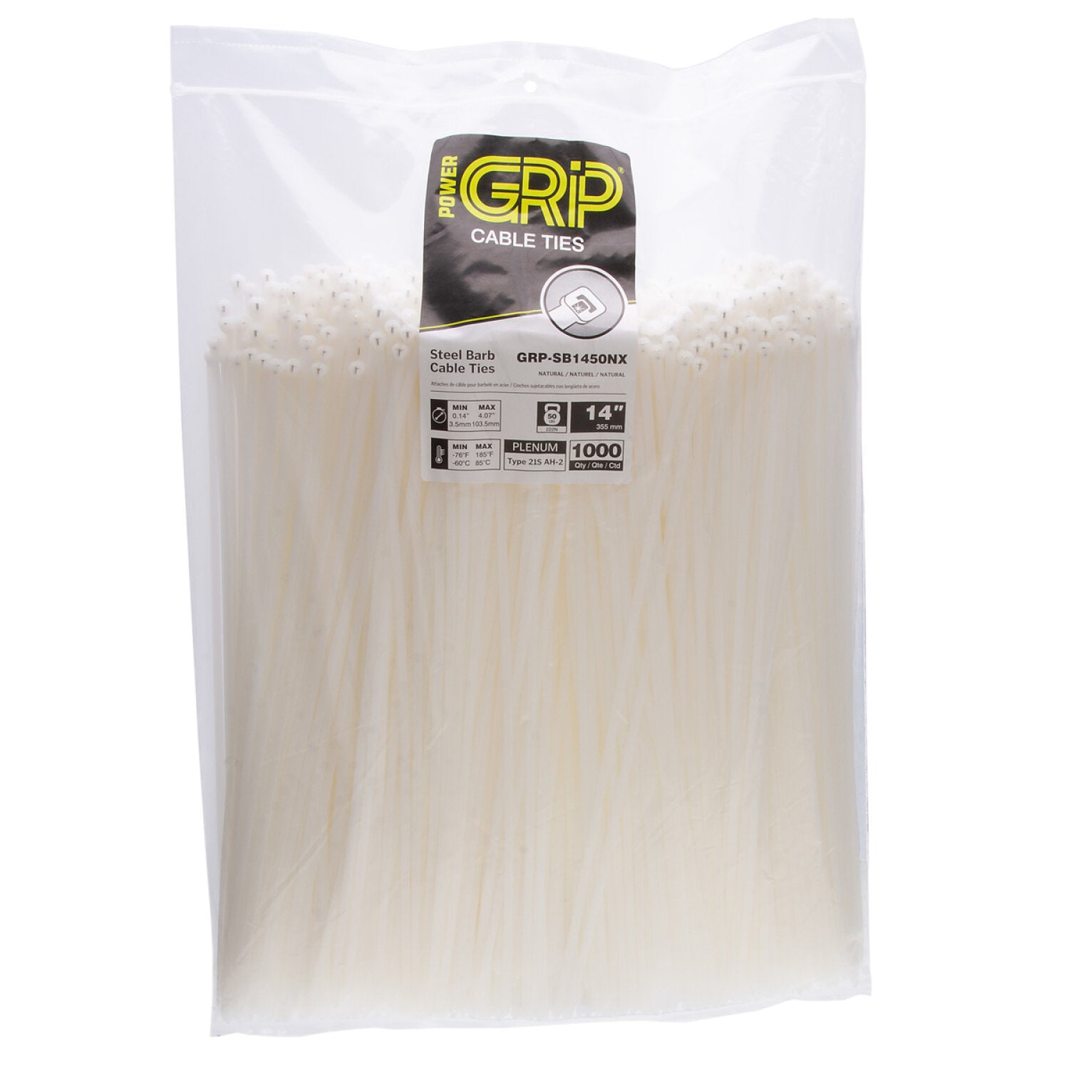 NSI GRP-SB1450NX 14”, Natural Steel Barb 50lb Cable Tie, 1000 Bulk Pack Online Hot Sale