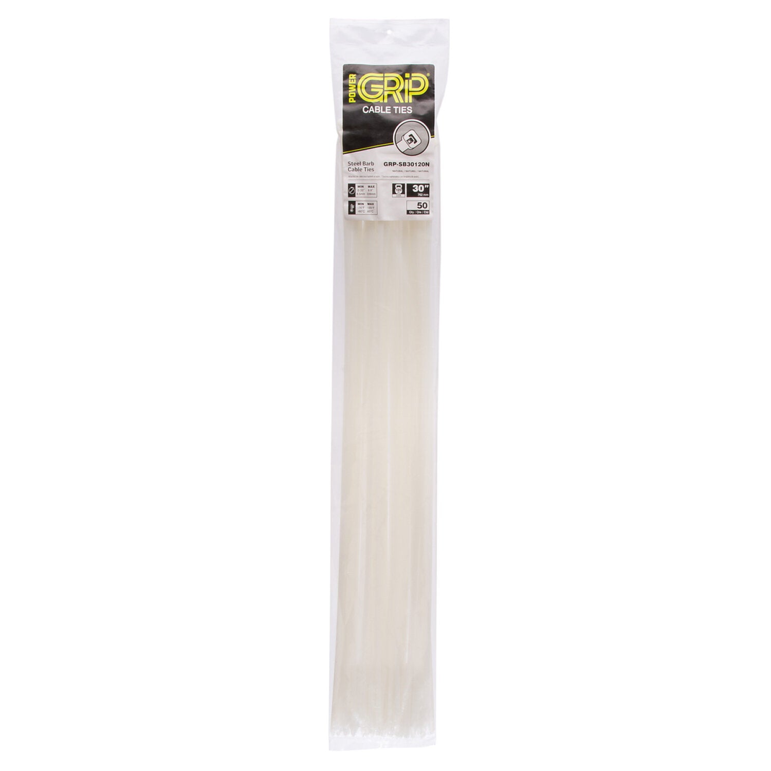 NSI GRP-SB30120N 30”, Natural Steel Barb 120lb Cable Tie, 50 Pack Hot on Sale