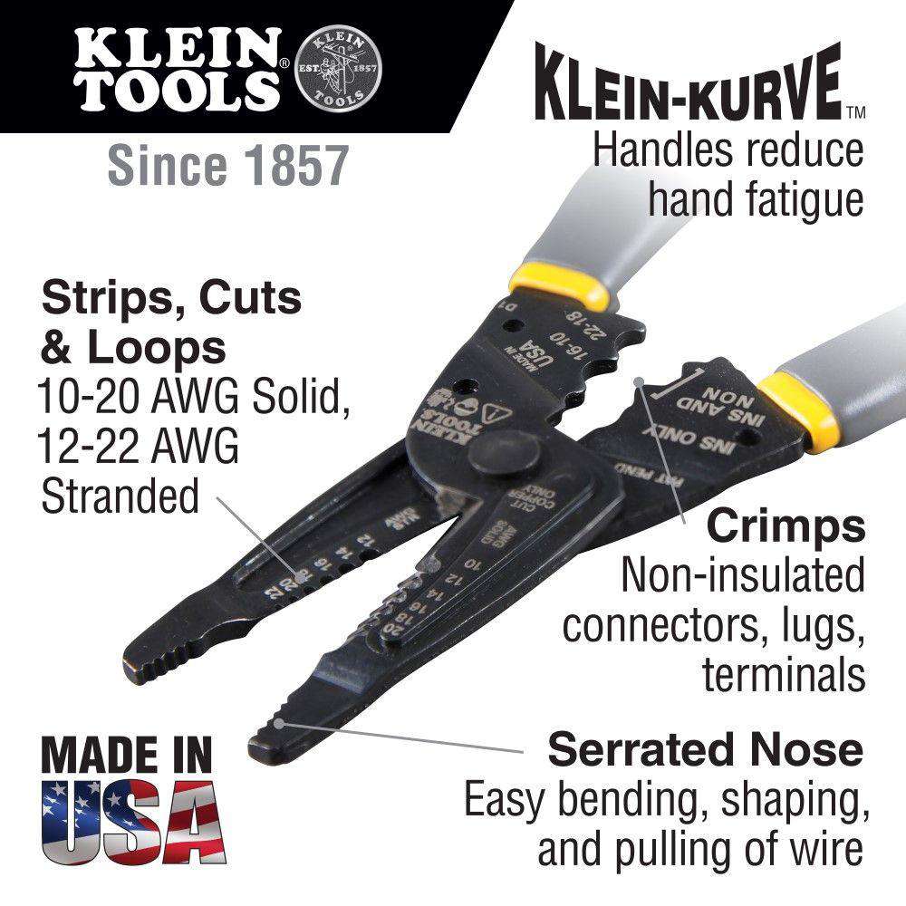 Klein Tools 1009 Klein-Kurve Long-Nose Wire Stripper, Wire Cutter, Crimping Tool Discount