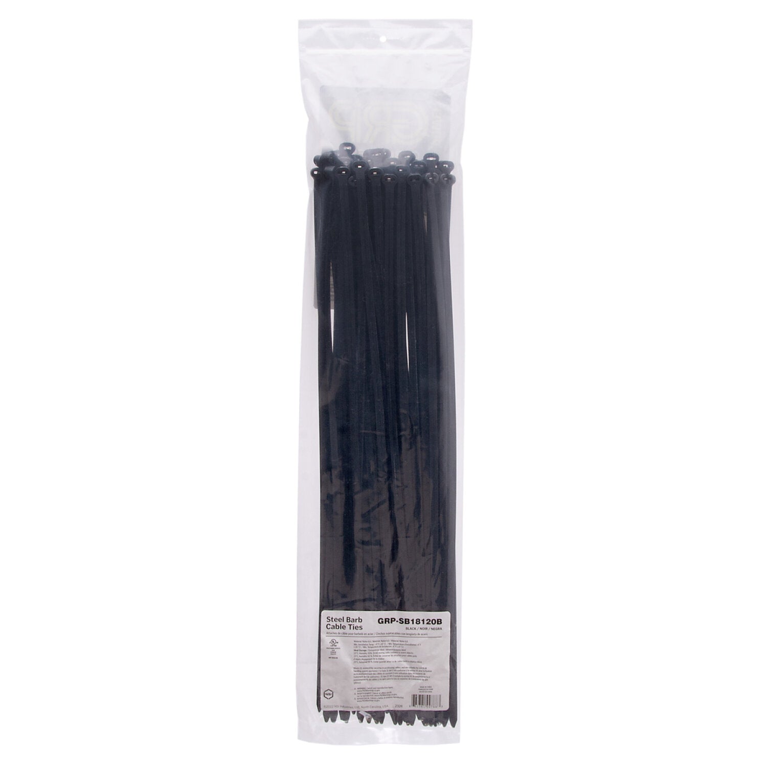 NSI GRP-SB18120B 18”, Black Steel Barb 120lb Cable Tie, 50 Pack Hot on Sale