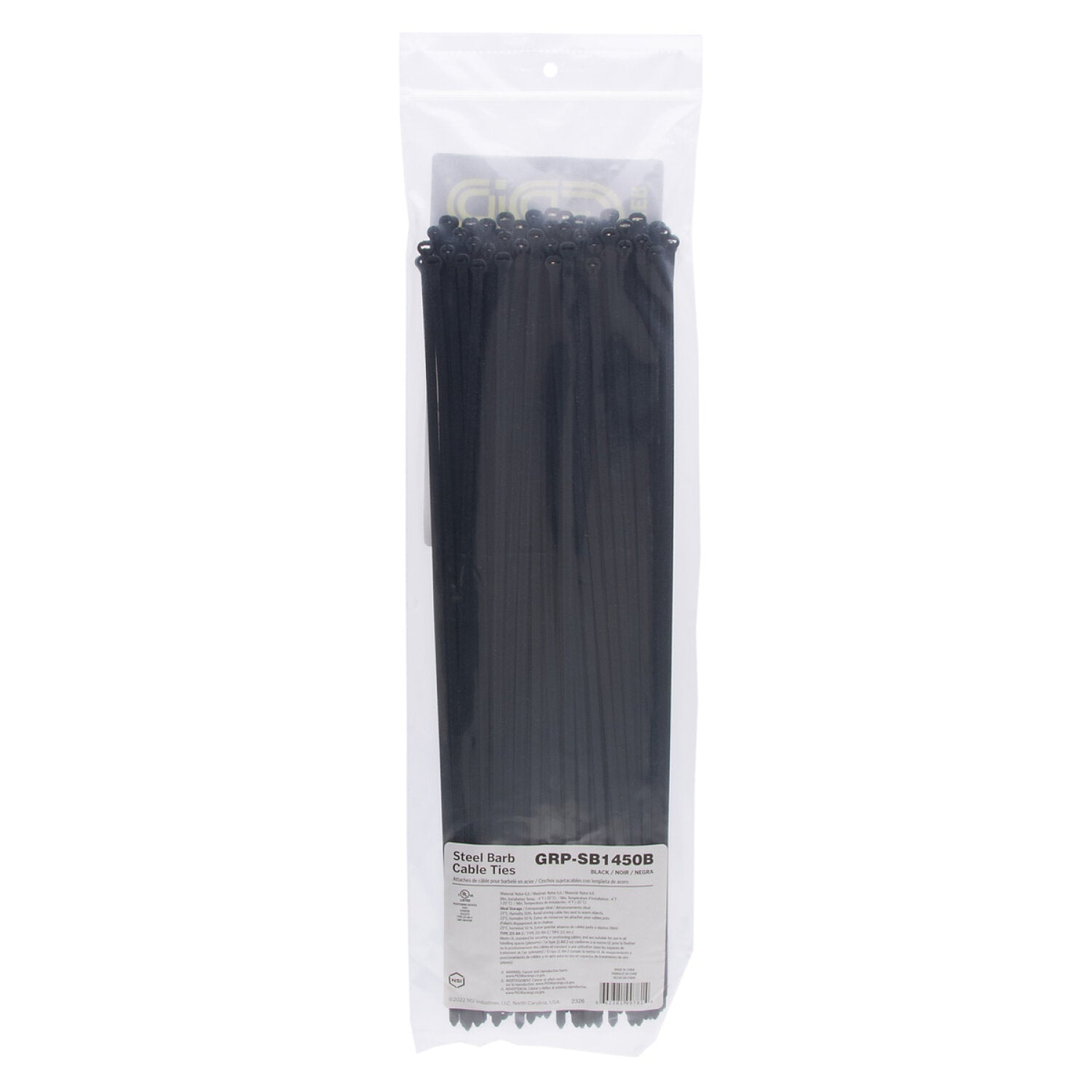 NSI GRP-SB1450B 14”, Black Steel Barb 50lb Cable Tie, 100 Pack Online Hot Sale