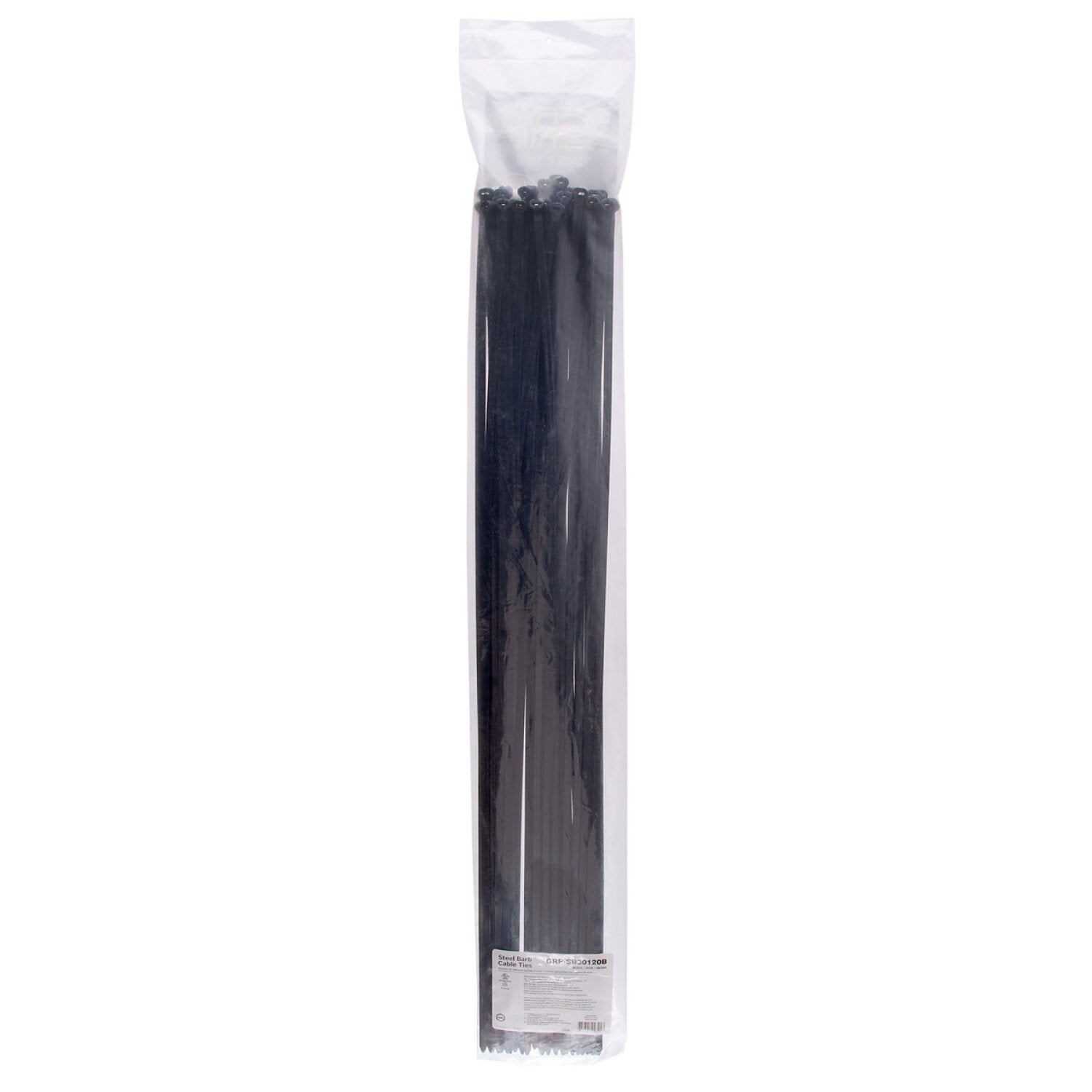 NSI GRP-SB30120B 30”, Black Steel Barb 120lb Cable Tie, 50 Pack Supply