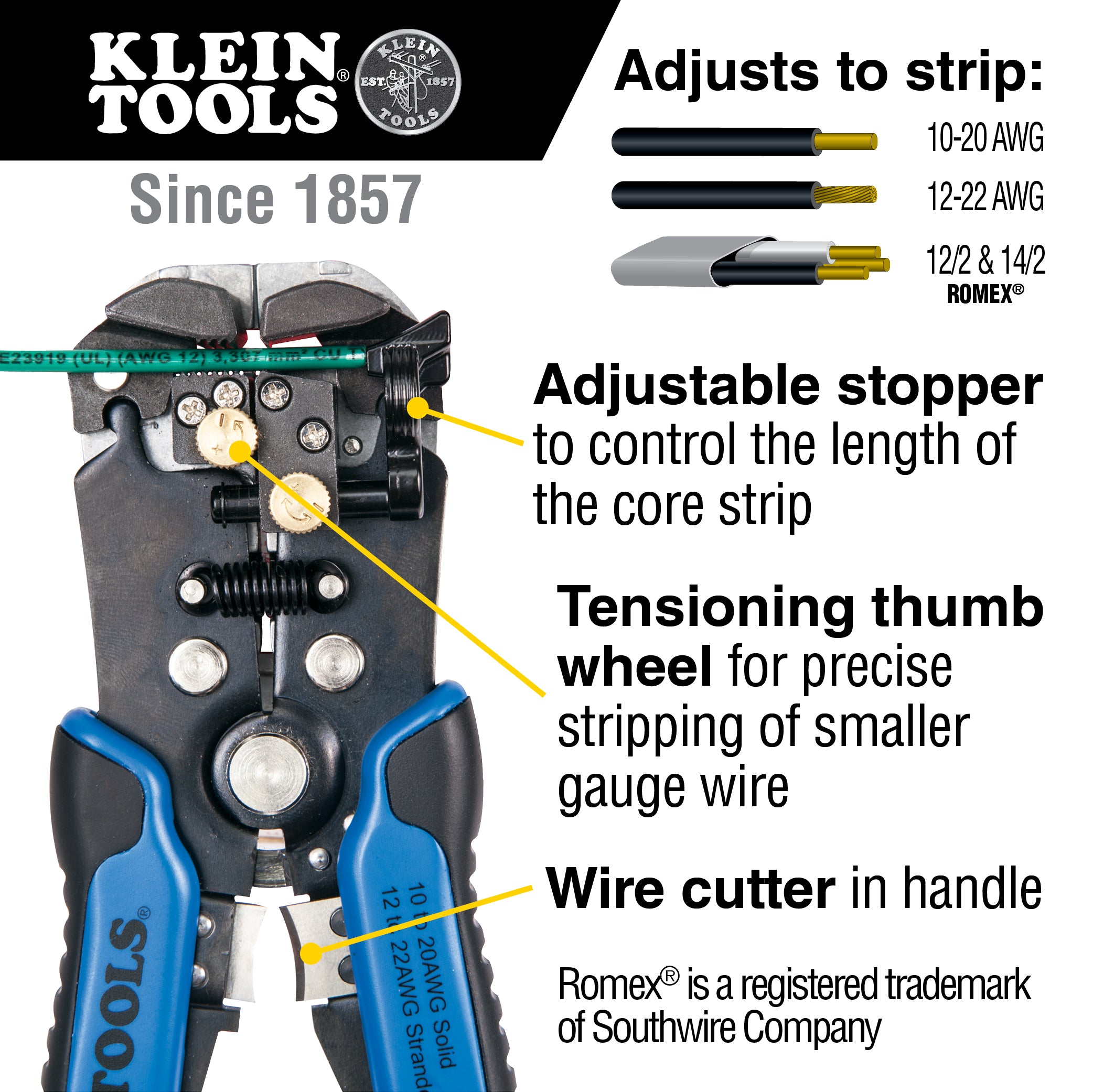 Klein Tools 11061 Wire Stripper and Cutter, Self-Adjusting Discount