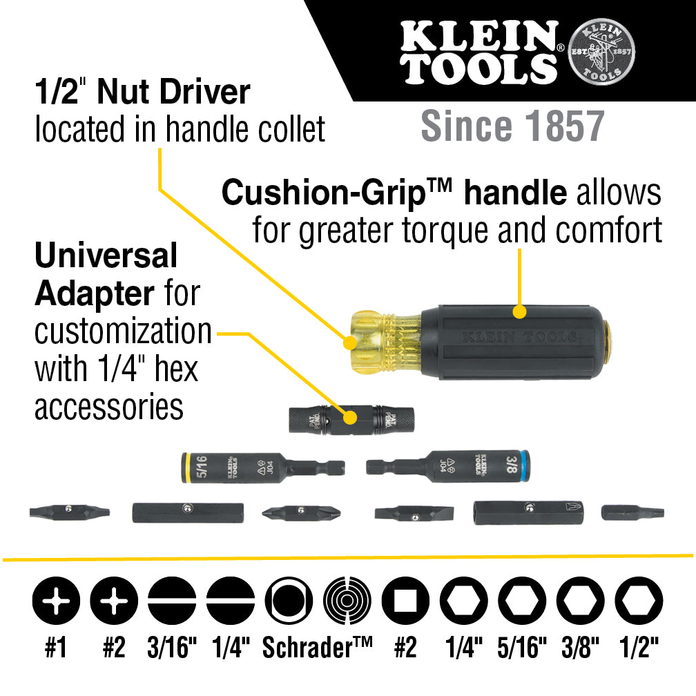 Klein Tools 32527HD KNECT™ Impact-Rated HVAC Screwdriver / Nut Driver, 11-in-1 Online