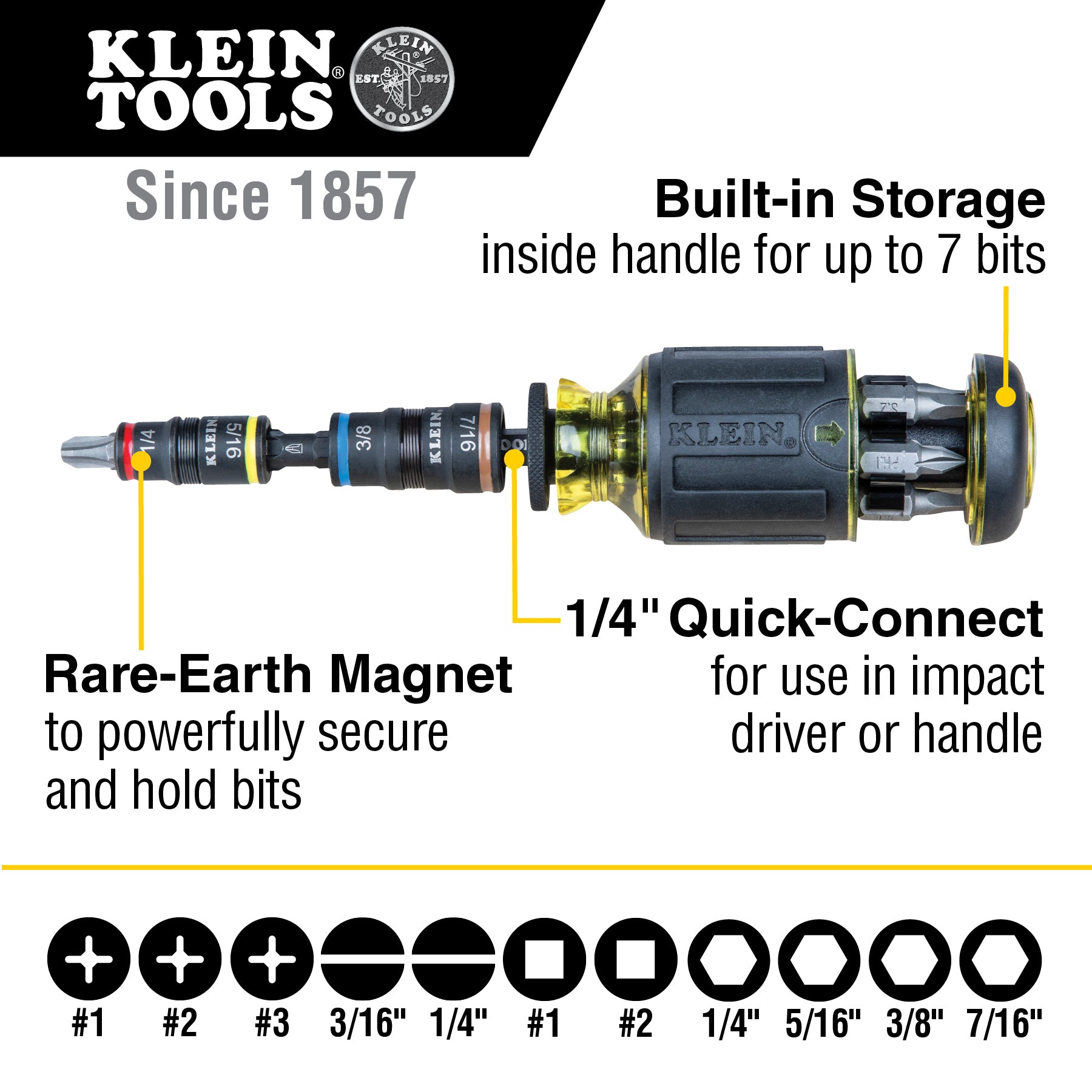 Klein Tools 32308HD 12-in-1 Impact Rated Stubby Driver Set with Flip Sockets Fashion