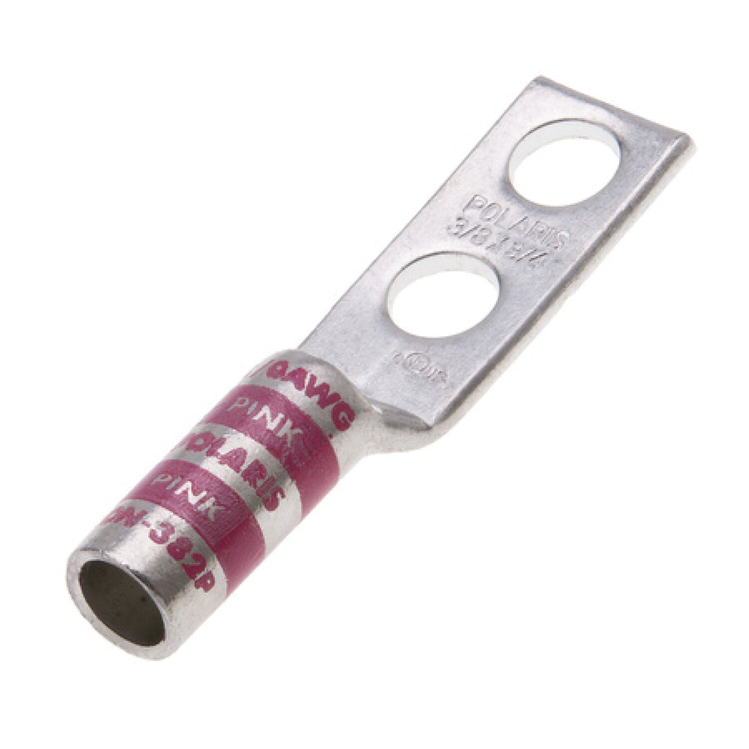 NSI L10N-382P Copper Long Lug with Peep Hole – Pink 2-Hole 1/0 AWG 3/8 Inch Discount