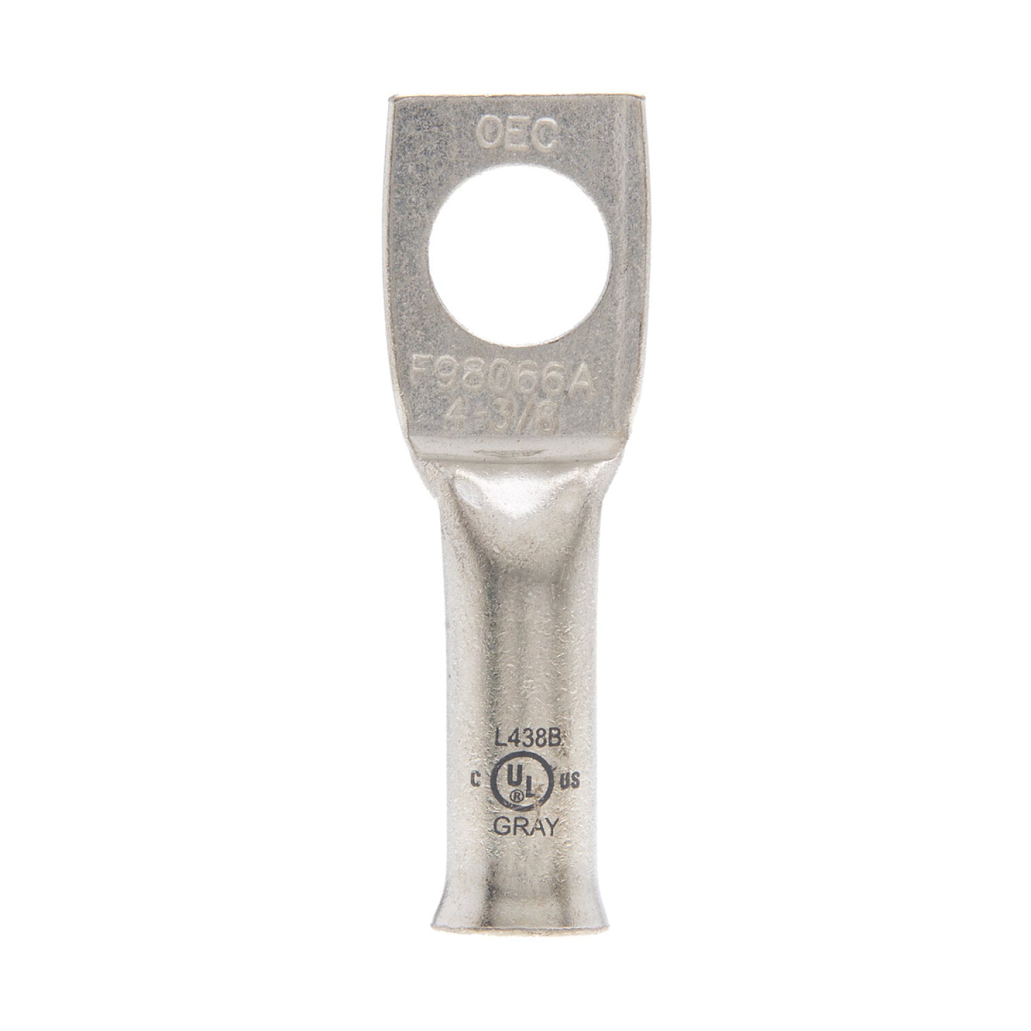 NSI L438B 4 AWG 3/8” 1-Hole Copper Long Lug – Gray – Bell End Online Sale