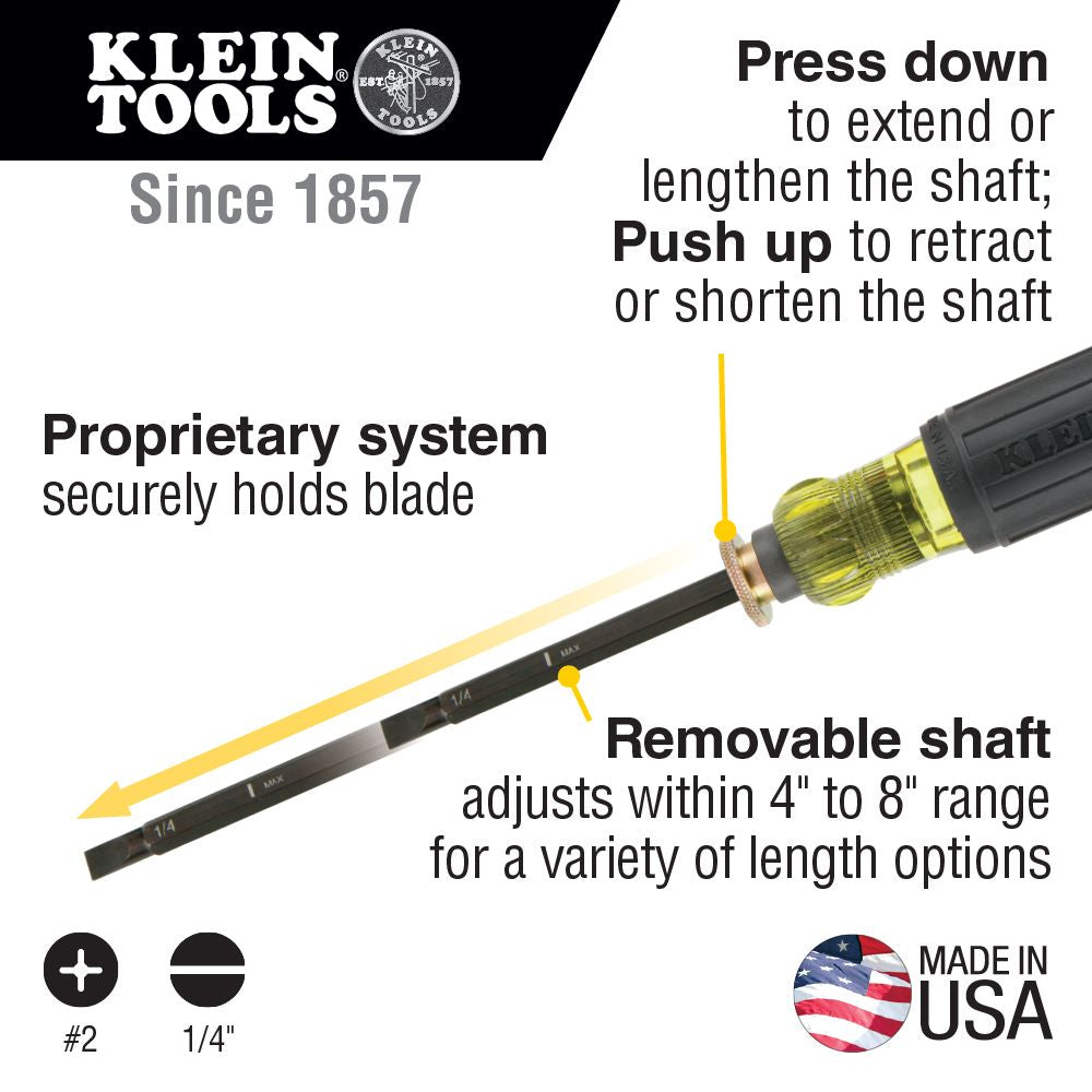Klein Tools 32751 Adjustable Screwdriver, #2 Phillips, 1/4-Inch Slotted Discount