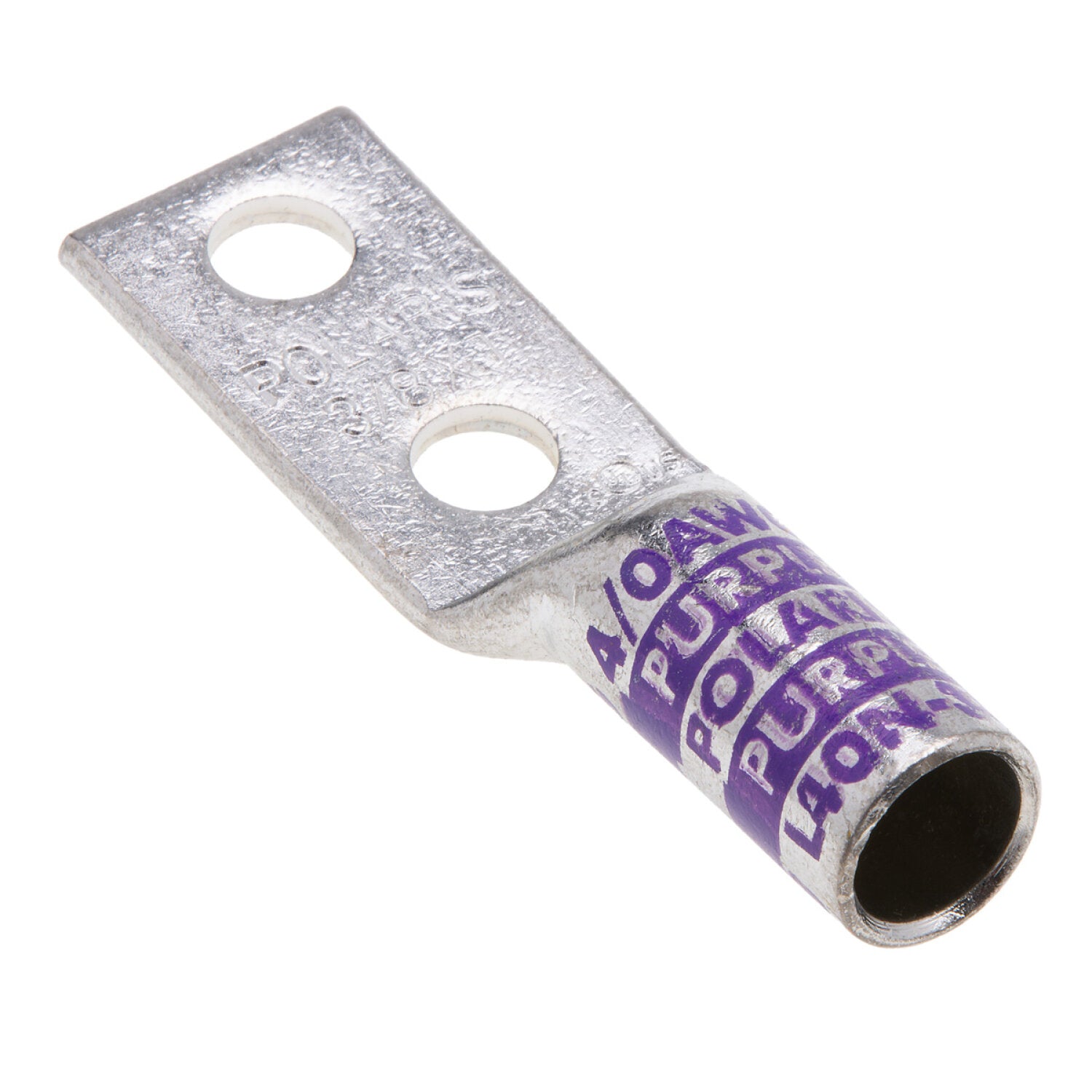 NSI L40N-38 4/0 AWG 3/8” 2-Hole Copper Long Lug – Purple on Sale