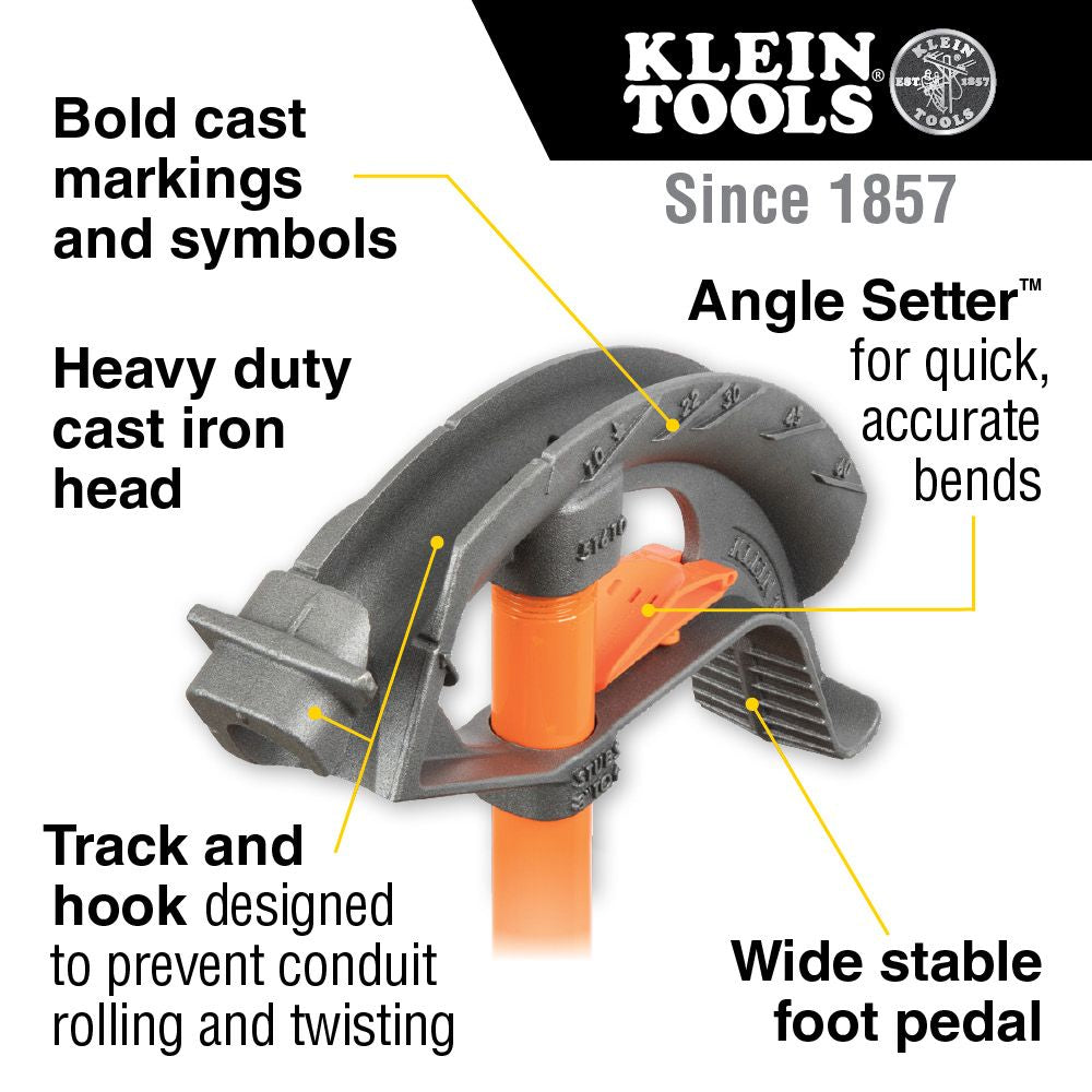 Klein Tools 51604 Iron Conduit Bender Full Assembly, 3/4-Inch EMT with Angle Setter™ Fashion