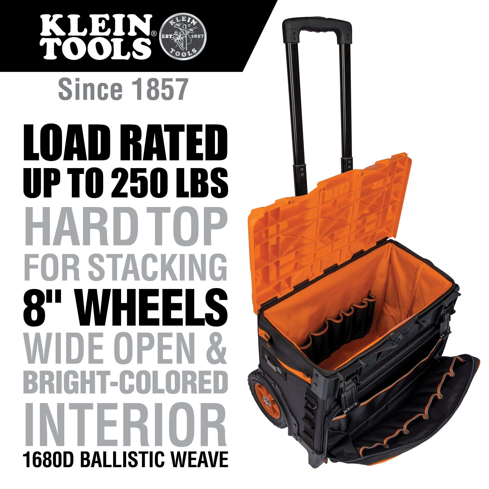 Klein Tools 55473RTB Tradesman Pro™ Tool Master Rolling Tool Bag, 19 Pockets, 22-Inch Supply