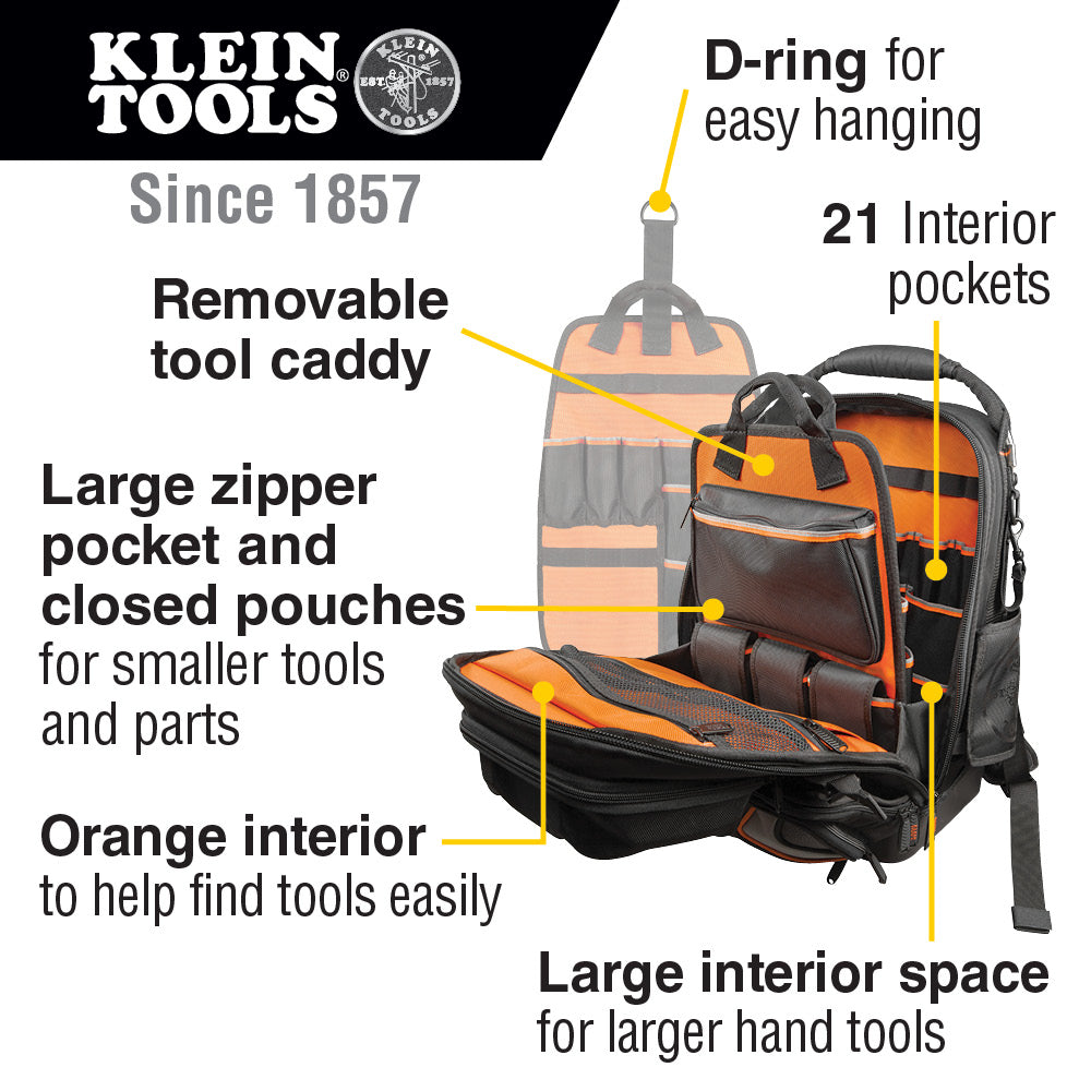 Klein Tools 55485 Tradesman Pro™ Tool Master Tool Bag Backpack, 48 Pockets, 19.5-Inch Online Hot Sale
