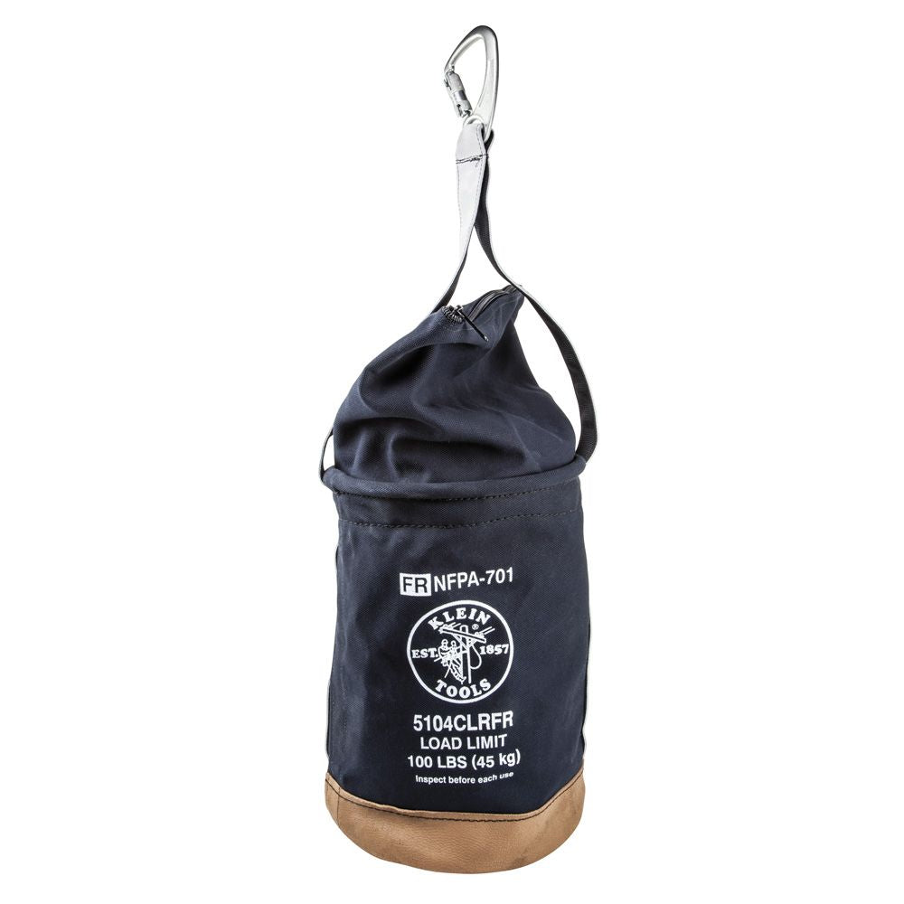 Klein Tools 5104CLRFR Canvas Bucket, Flame-Resistant, Top Closing, 12-Inch Online now