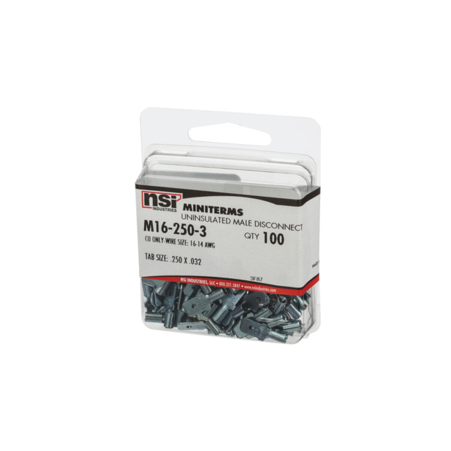 NSI M16-250-3 16-14 Awg Bare Male Disc..250 100 Per Pack Sale