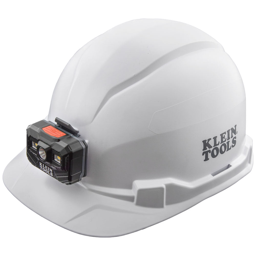Klein Tools 60107RL Hard Hat, Non-Vented, Cap Style with Rechargeable Headlamp, White Fashion