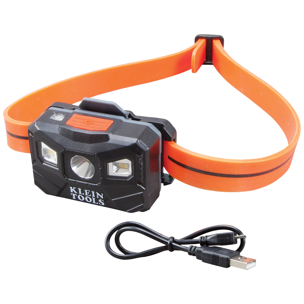 Klein Tools 56064 Rechargeable Headlamp with Silicone Strap, 400 Lumens, All-Day Runtime Supply