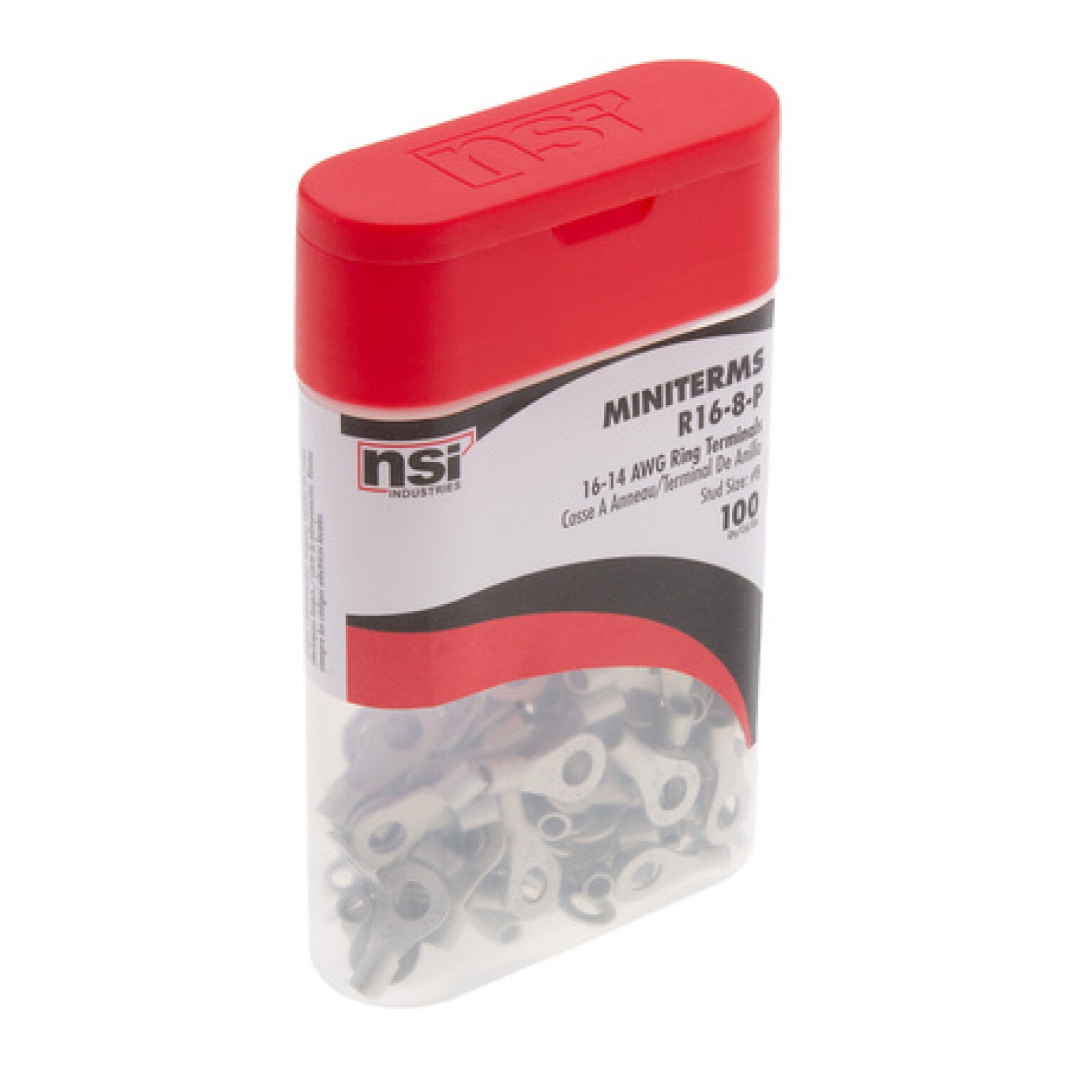 NSI R16-8-P Wire Terminal Ring Bare 16-14 Awg 8 Stud Pro Pack Bottle (100 Ea) Hot on Sale