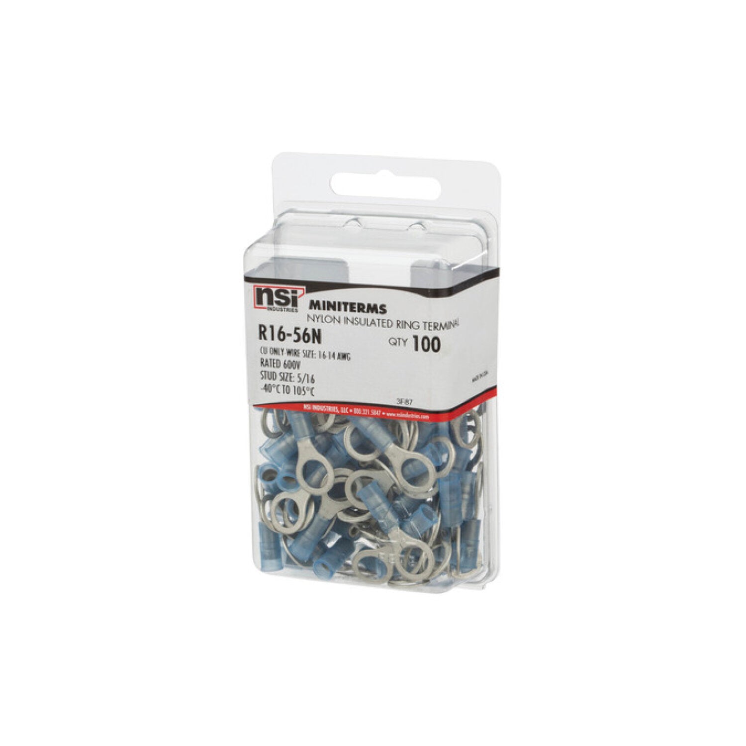 NSI R16-56N 16-14 Awg Nylon Insulated Ring 5/16″ Stud 100 Per Pack Fashion