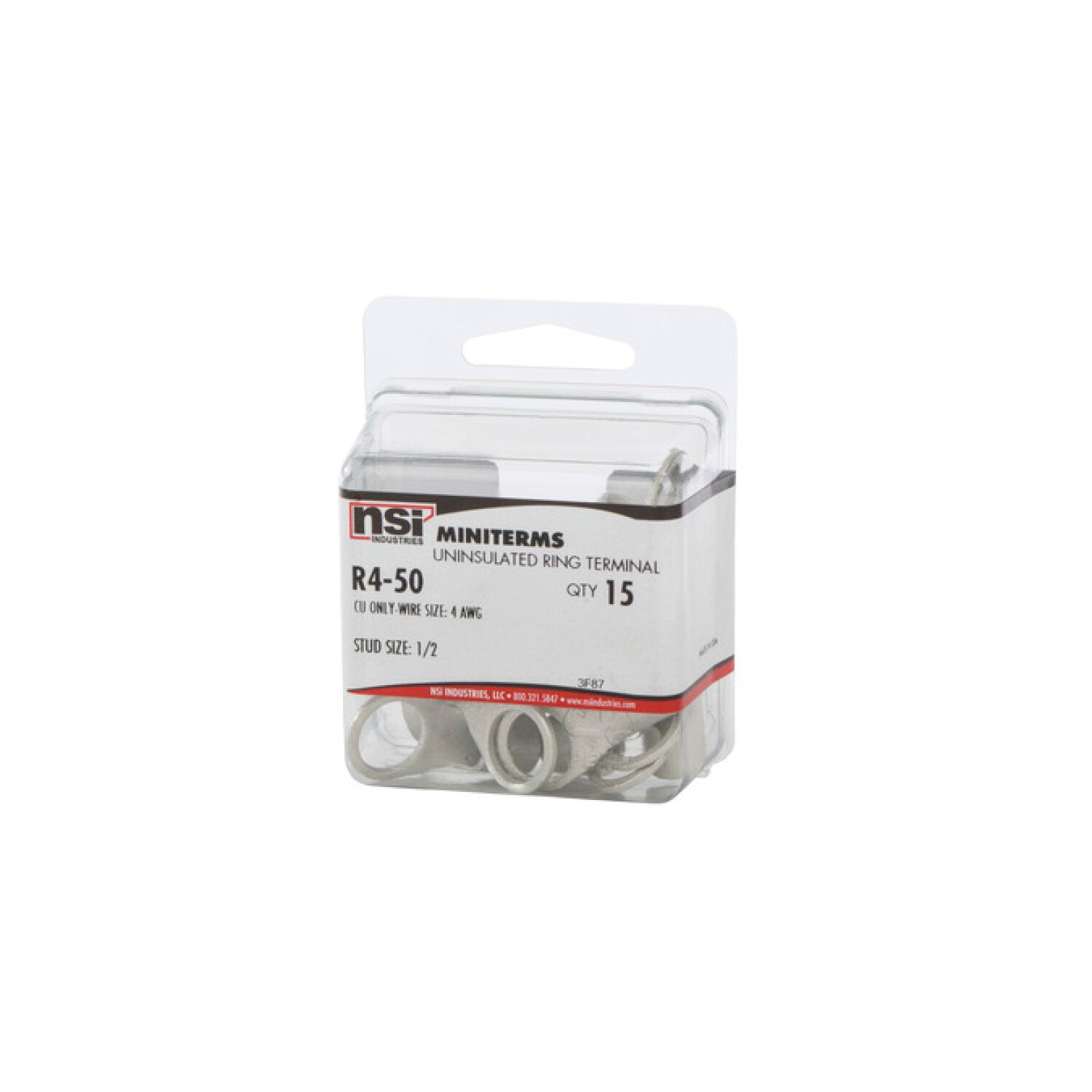NSI R4-50 4 Awg Bare Ring 1/2″ Stud 15 Per Pack Supply