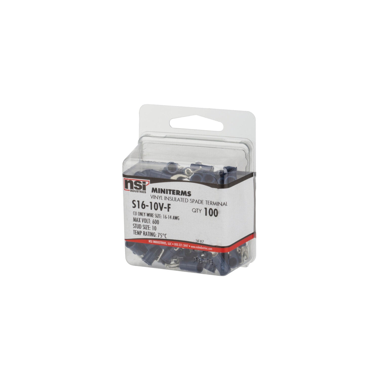 NSI S16-10V-F 16-14 Vinyl Flange Spade 100 Pack # 10 S Fashion