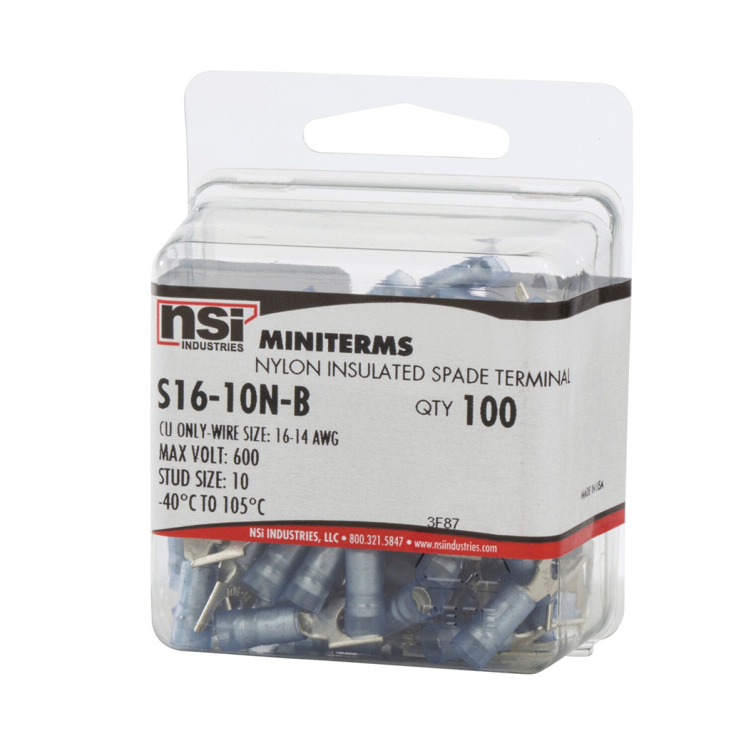 NSI S16-10N-B 16-14 Nylon Block Spade 100 Pack # 10 St on Sale