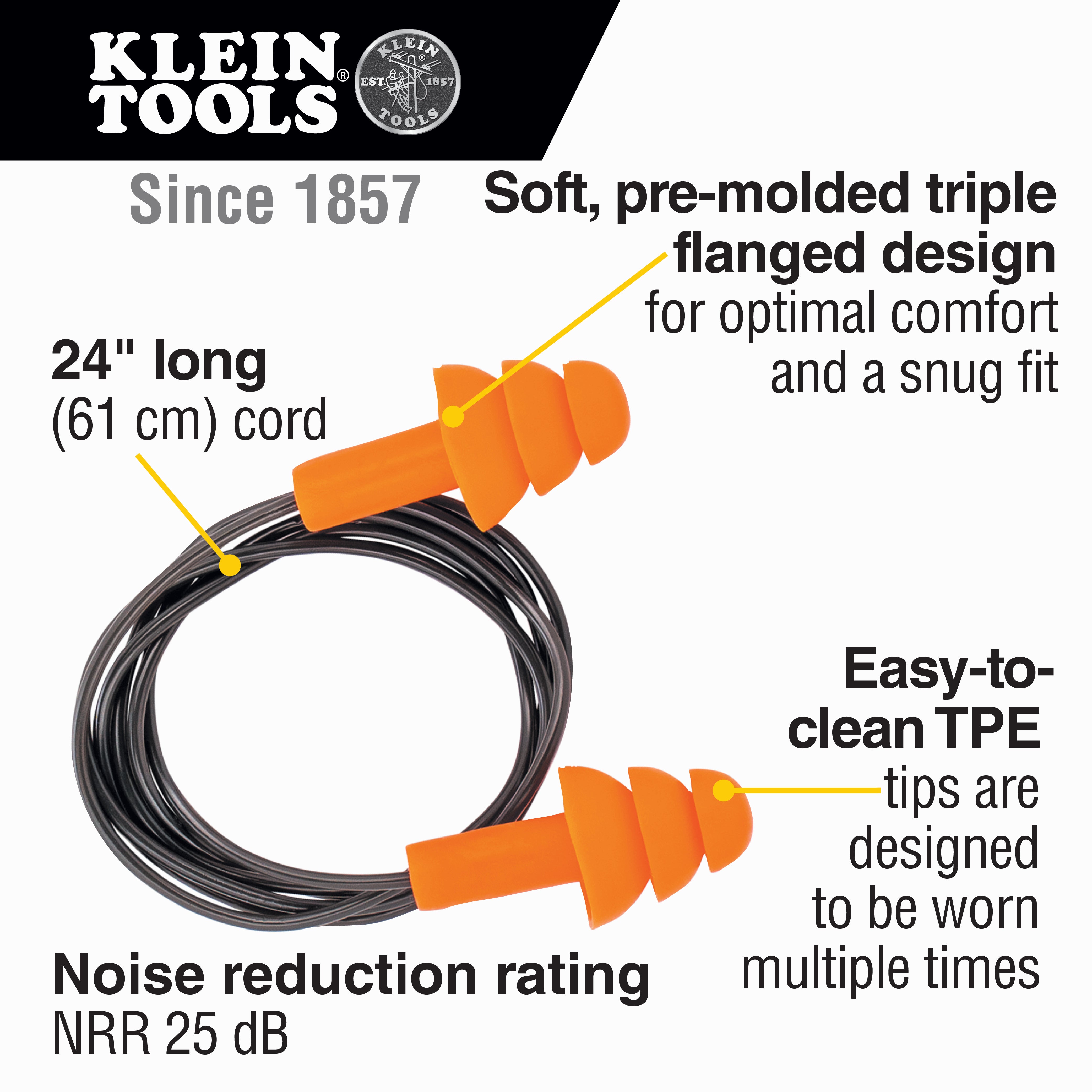 Klein Tools 605036 Corded Earplugs, 6-Pair Pack Sale