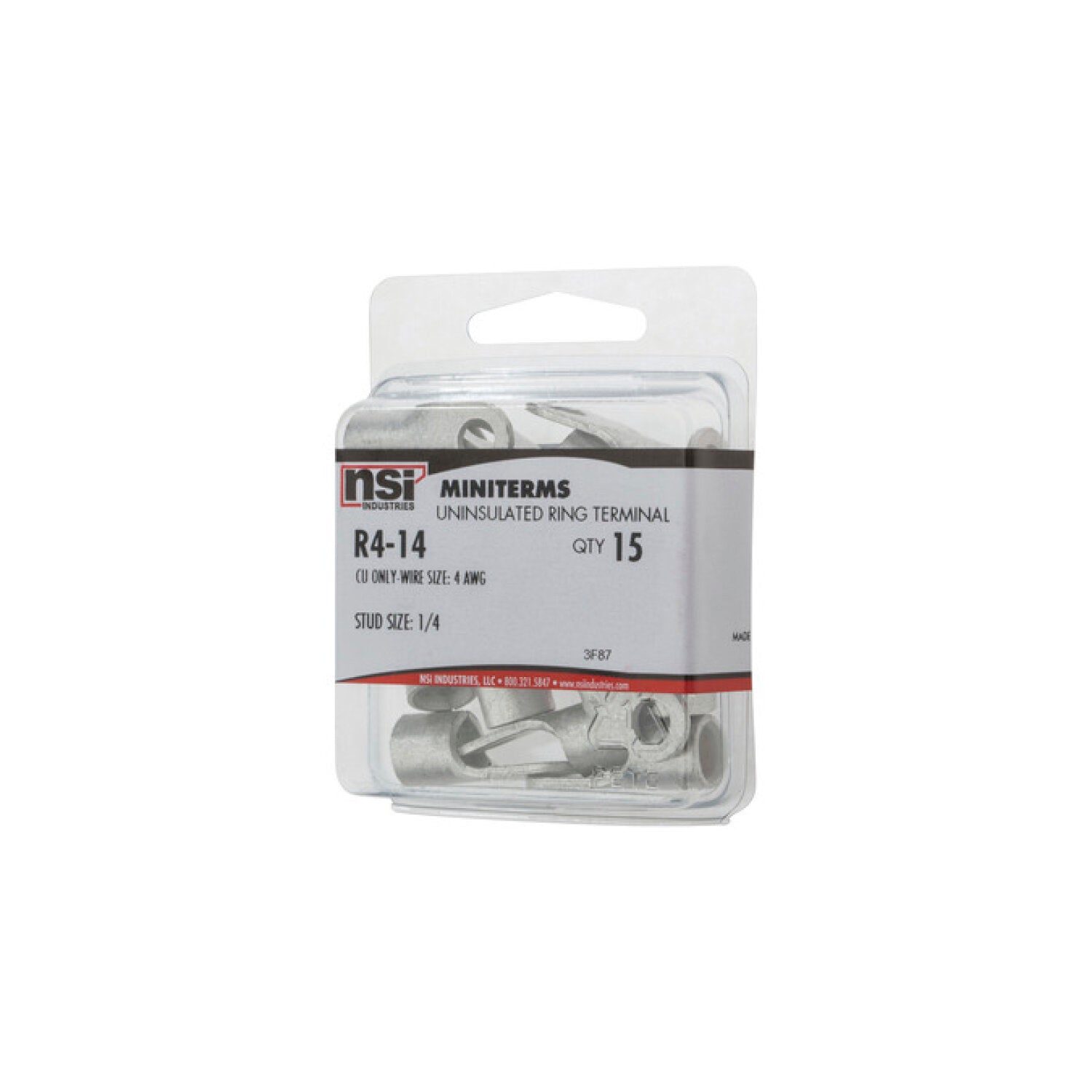 NSI R4-14 4 Awg Bare Ring 1/4″ Stud 15 Per Pack on Sale