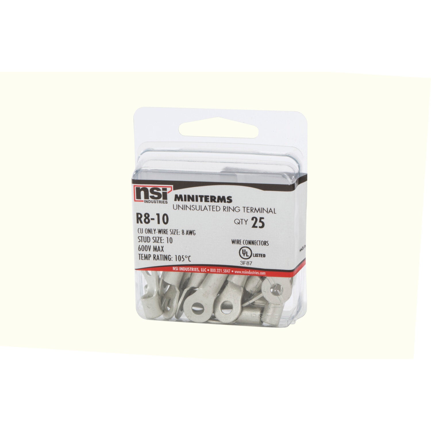 NSI R8-10 8 Awg Bare Ring #10 Stud 25 Per Pack Fashion