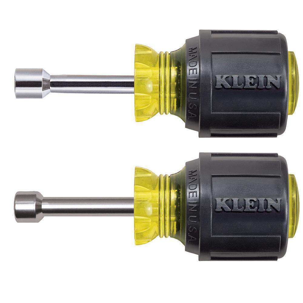 Klein Tools 610M Magnetic Stubby Nut Driver Set, 1-1/2-Inch Shafts, 2-Piece Fashion