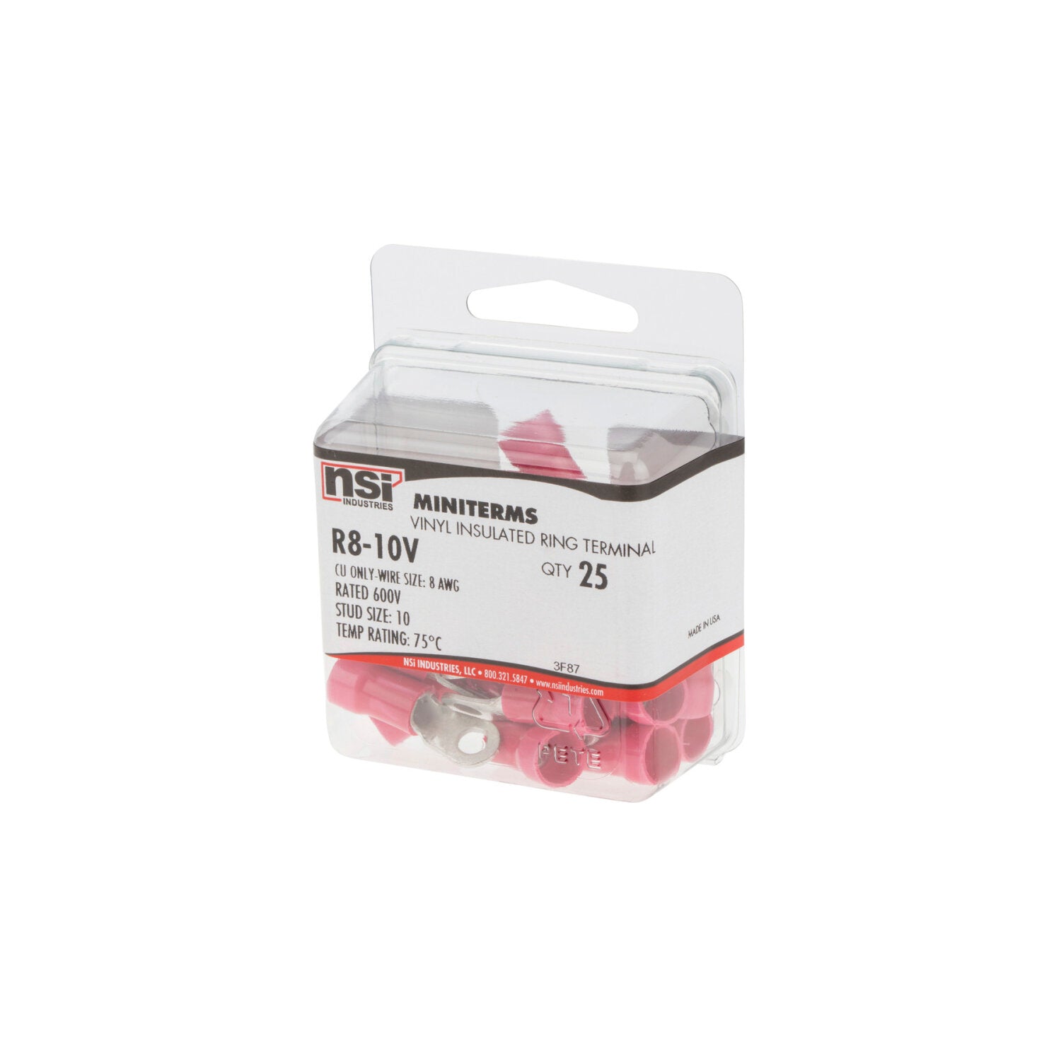 NSI R8-10V 8 Awg Vinyl Insulated Ring #10 Stud 25 Per Pack Online Hot Sale