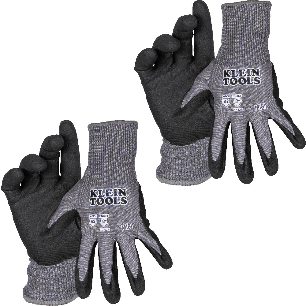 Klein Tools 60584 Knit Dipped Gloves, Cut Level A2, Touchscreen, Medium, 2-Pair Discount