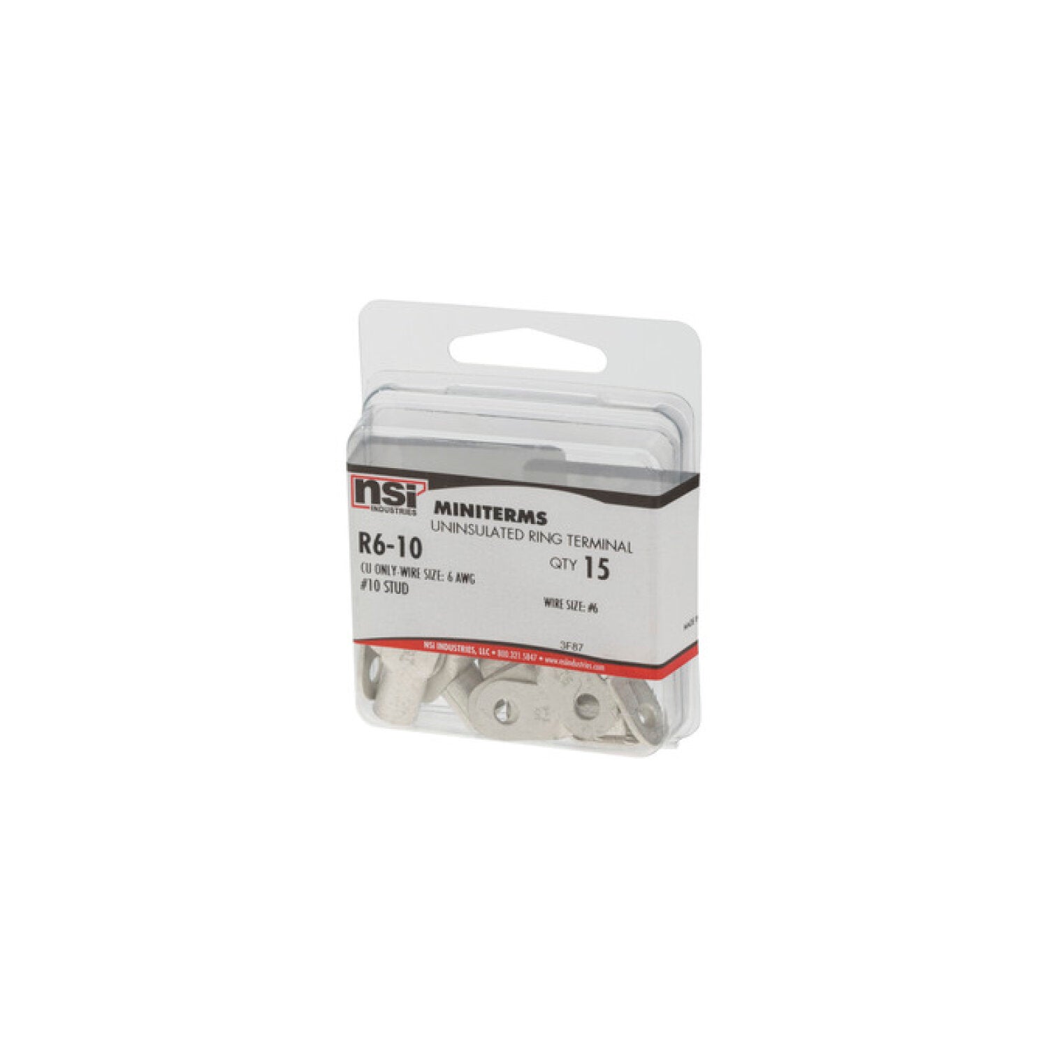 NSI R6-10 6 Awg Bare Ring # 10 Stud 15/Pack on Sale