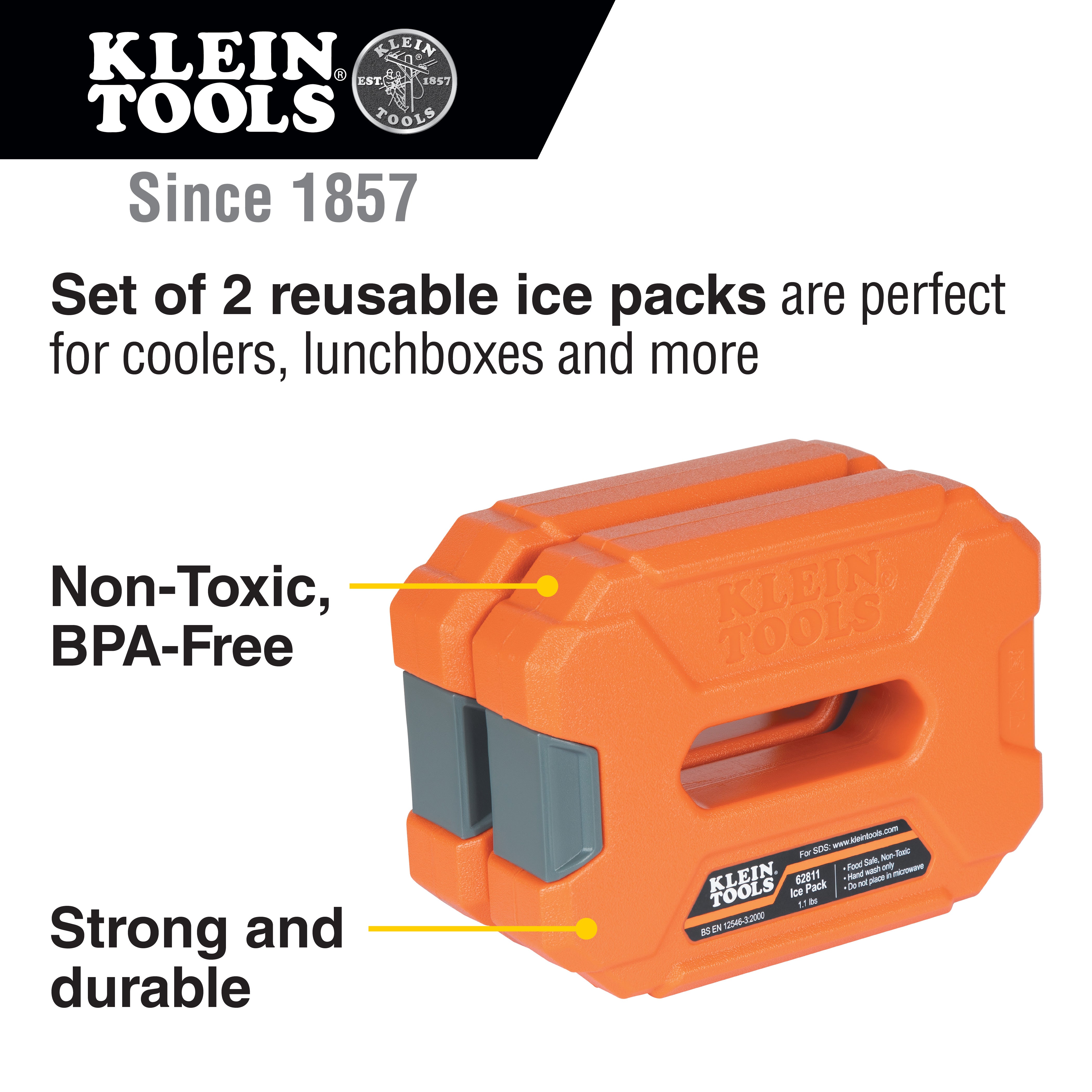 Klein Tools 62811 Reusable Cooler Ice Packs, 2-Pack on Sale