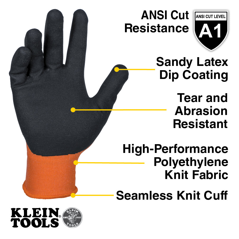 Klein Tools 60835 Winter Knit Dipped Gloves, Cut Level A1, Touchscreen, Medium Online Sale
