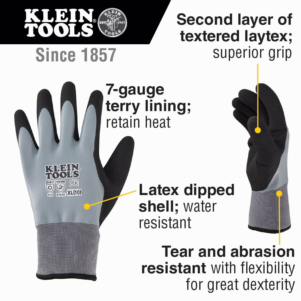 Klein Tools 60390 Thermal Dipped Gloves, Extra-Large Hot on Sale