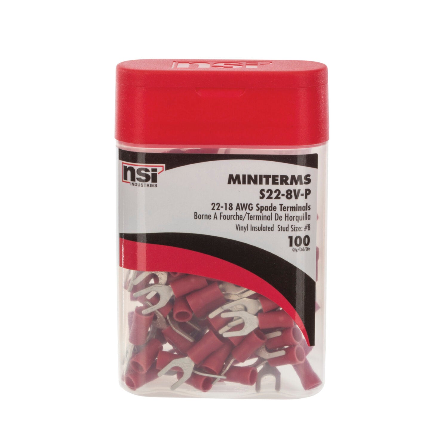 NSI S22-8V-P Vinyl Spade 22-18 AWG 8 Stud (100 EA) on Sale