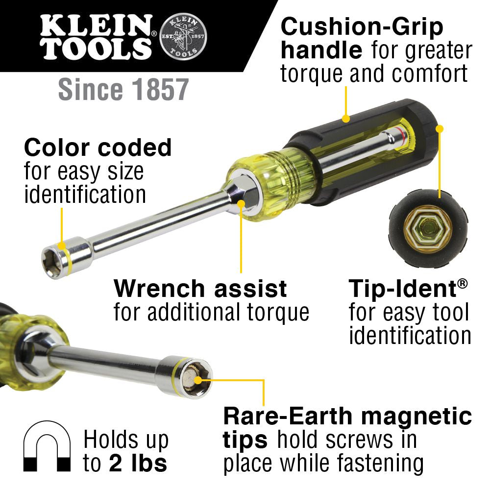 Klein Tools 65064 2-in-1 Nut Driver, Hex Head, 1/4-Inch and 5/16-Inch Discount