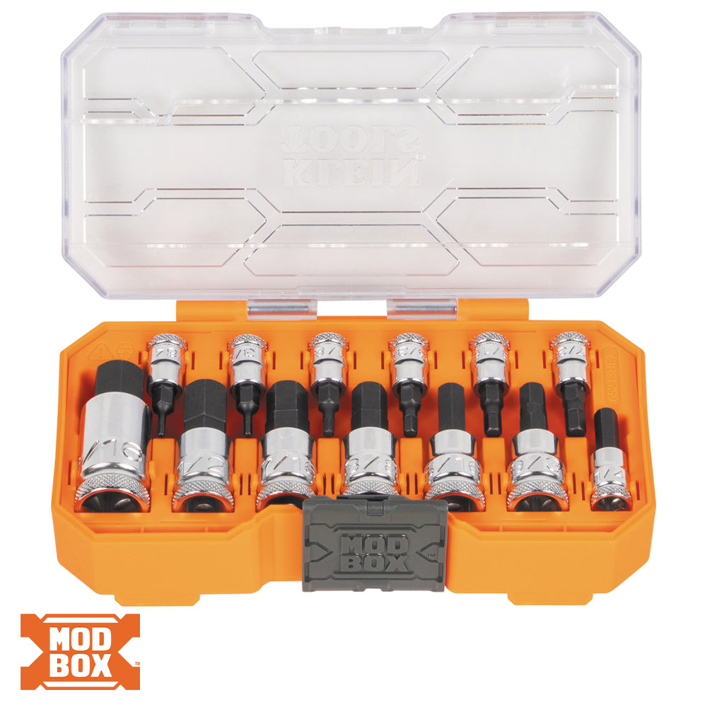 Klein Tools 65213HEX Knurled Hex Bit Socket Set, SAE, 13-Piece Online now